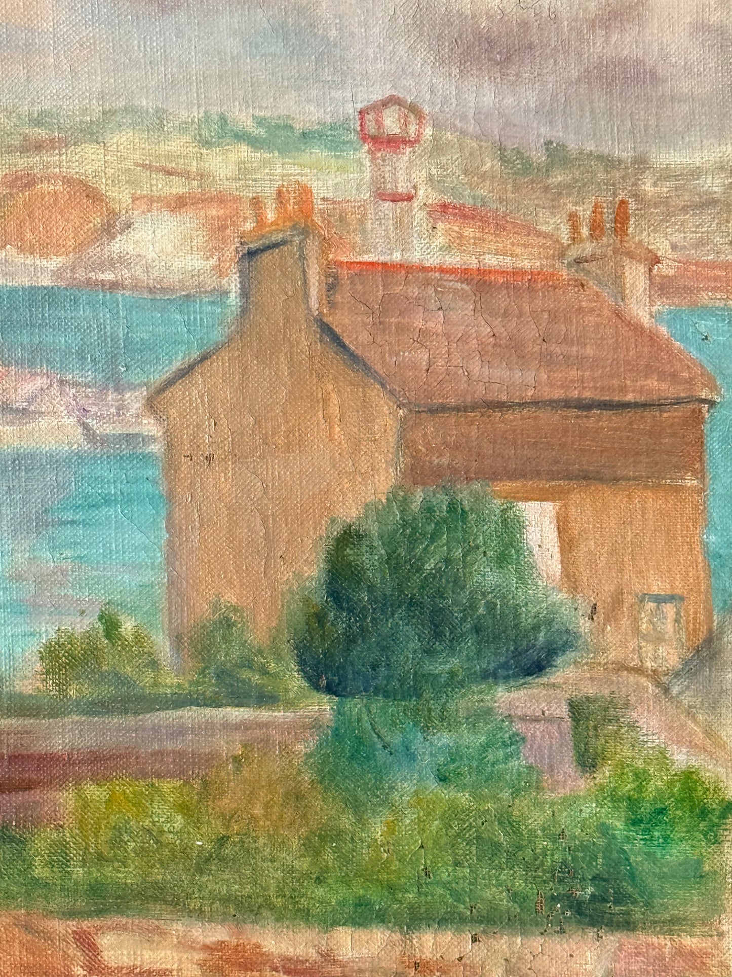European Seascape Oil Painting, 21”, Cavaillon
