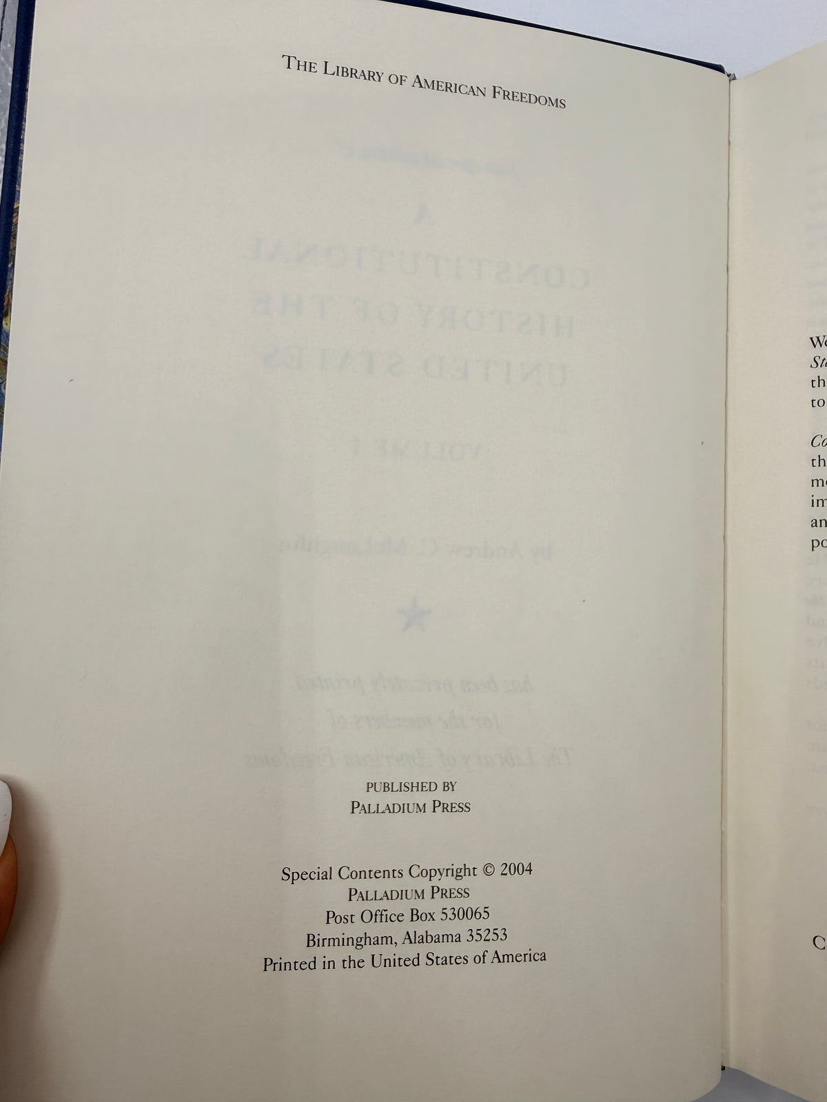 A Constitutional History of the United States, 2004, Vol 1
