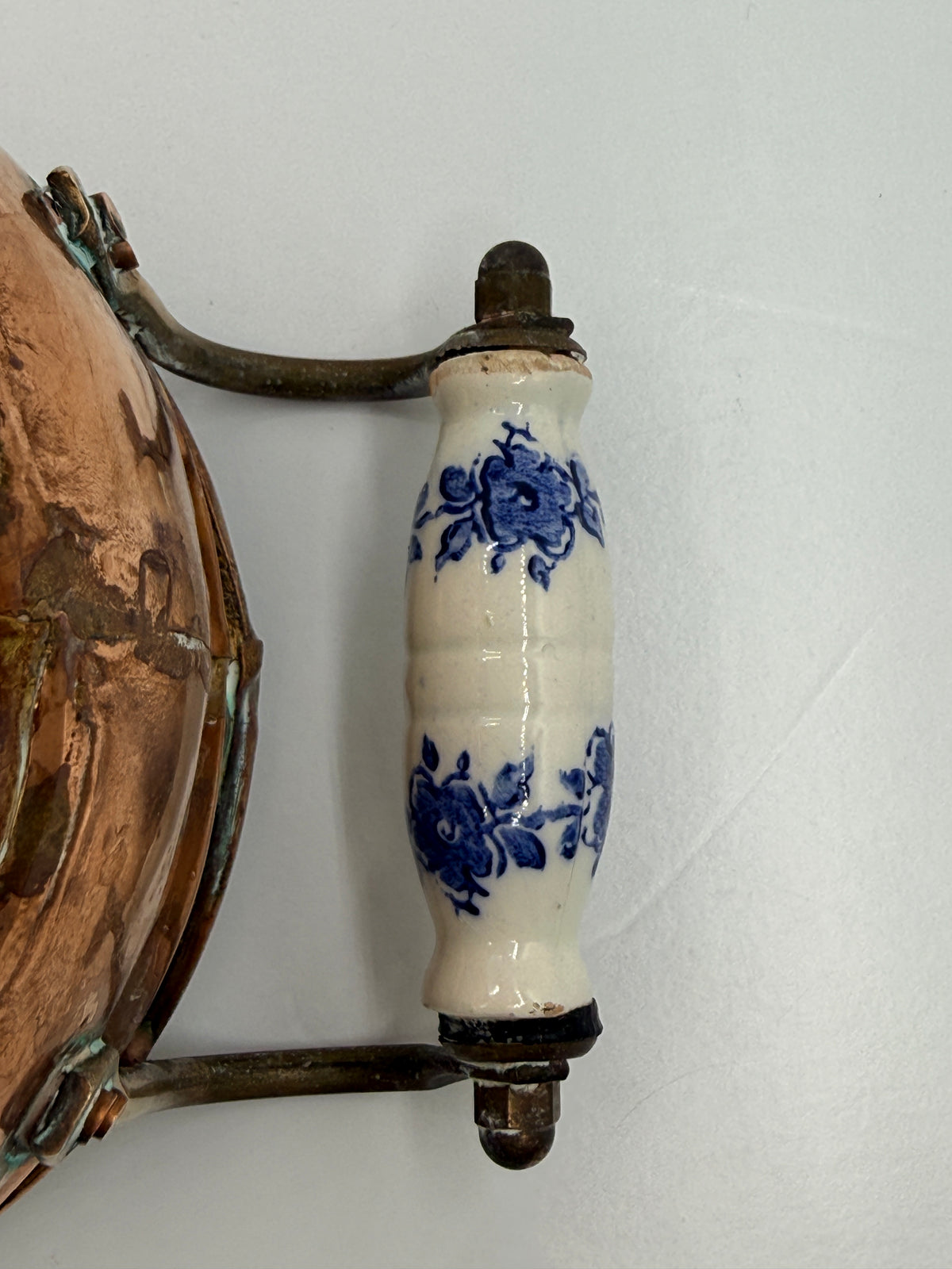 Small Copper Jardinere Planter with Delft Style Handles
