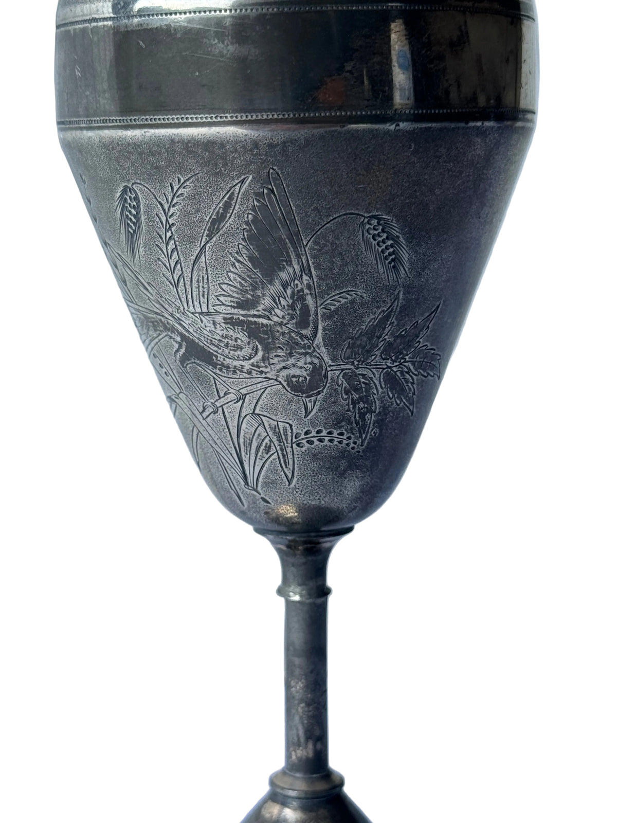 Meridan Silver Plated Goblet with Engraved Design