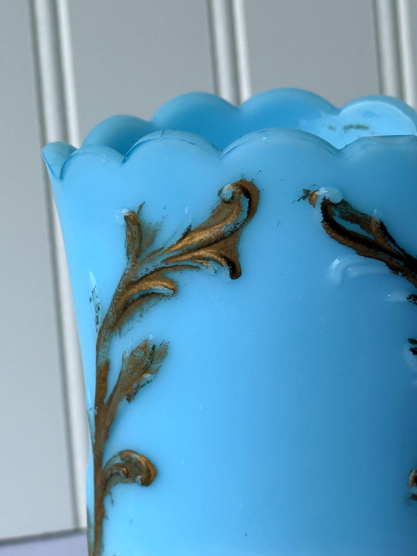 Vintage Blue Opaline Style Vanity Holder, 5”