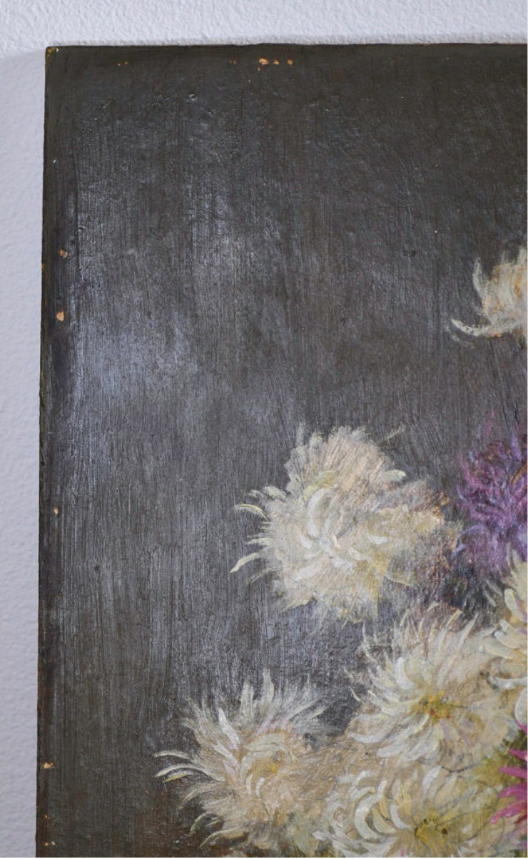 Floral painting on a dark background