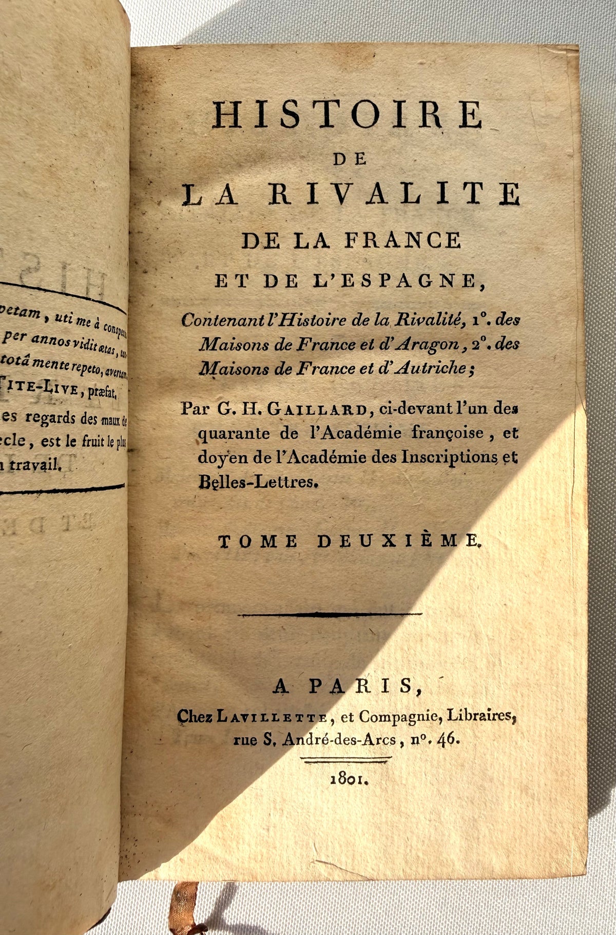 The History of the Rivalry Between France & Spain, 1801, French language DSM Vintage