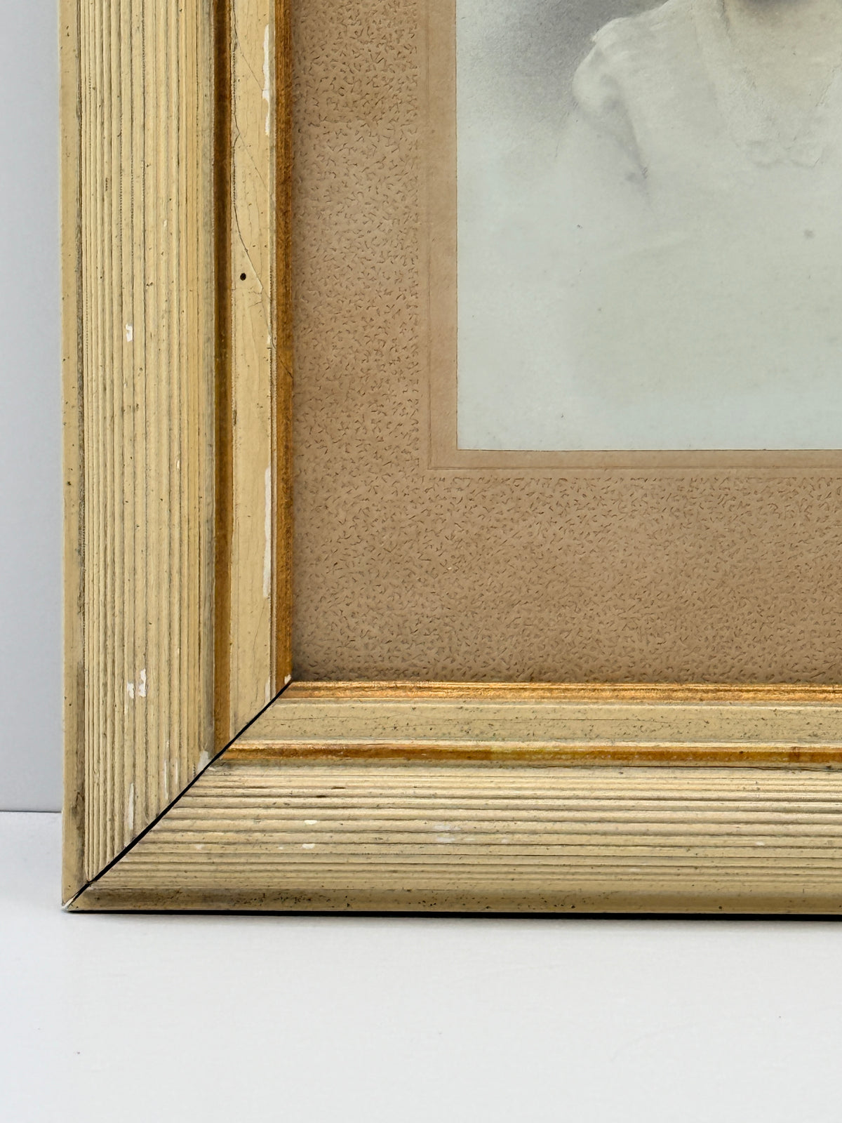 Vintage Beige French Frame with Female Photograph, 10”