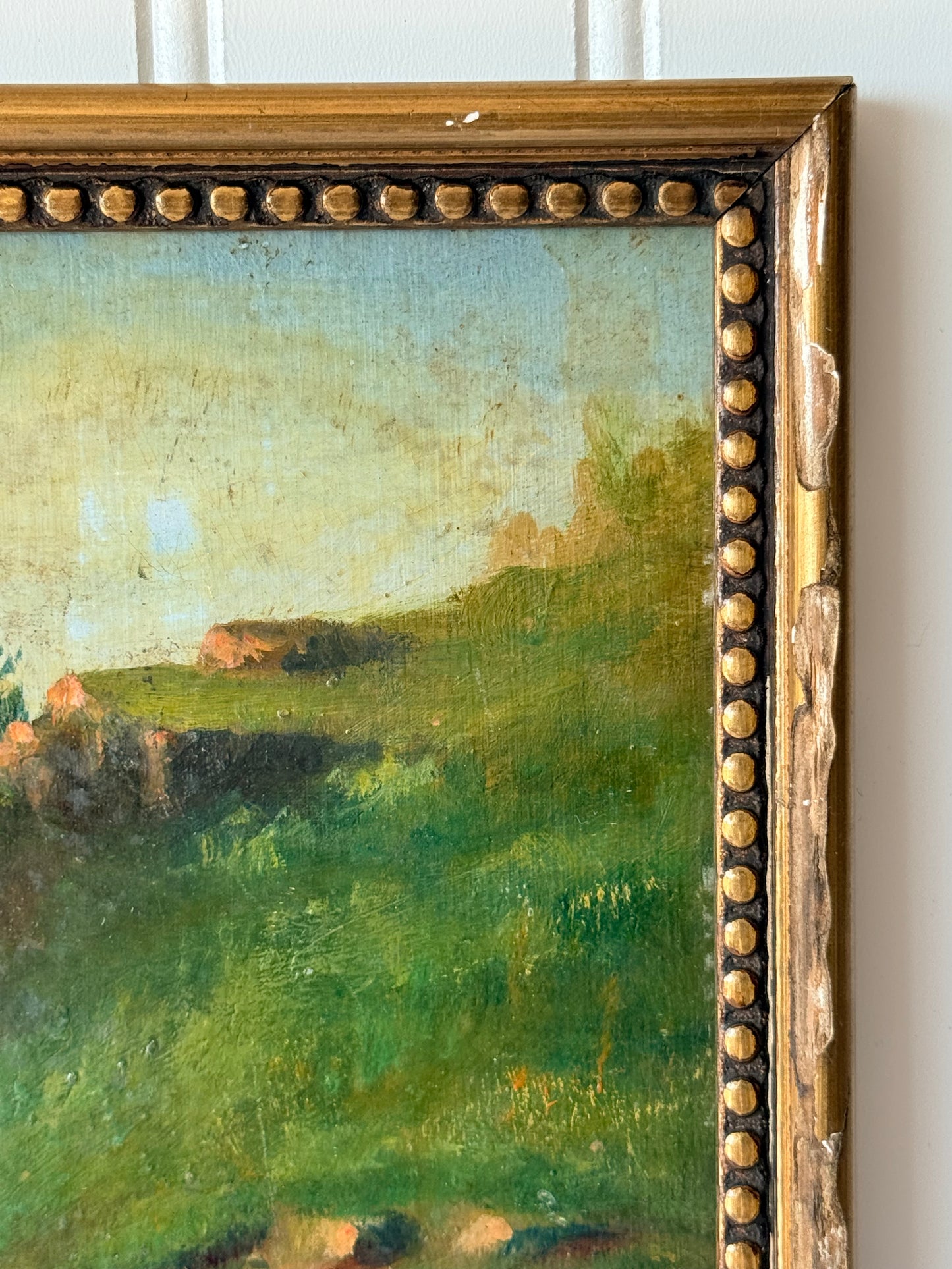 French Antique Landscape Painting, 12”