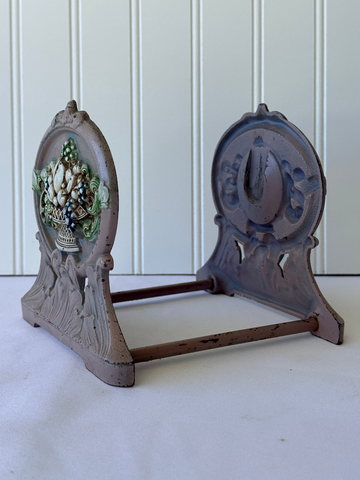 Judd Style Floral Basket Cast Iron Decorative Bookends
