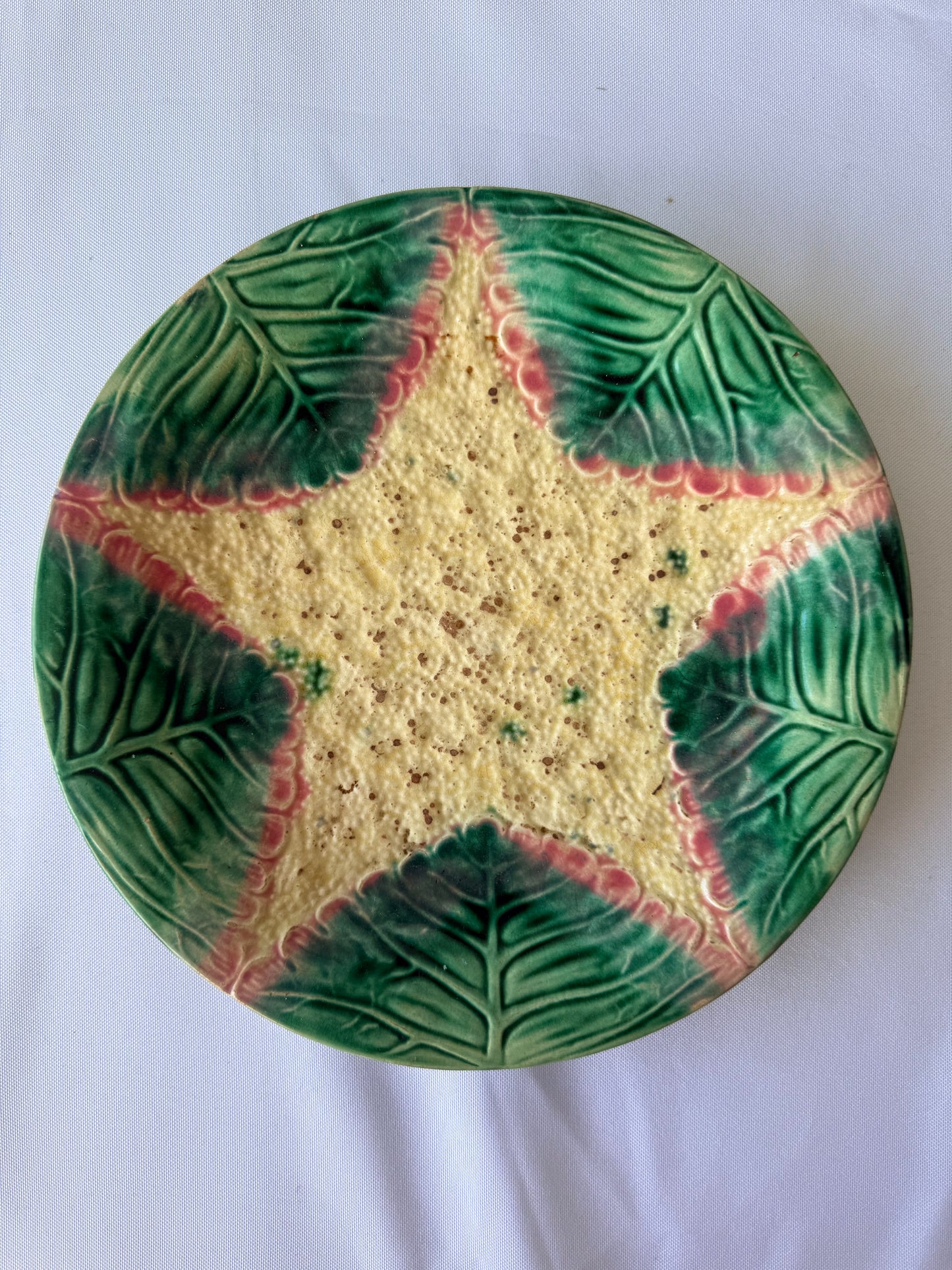 Etruscan Griffin Smith Majolica Star Plate, 9”