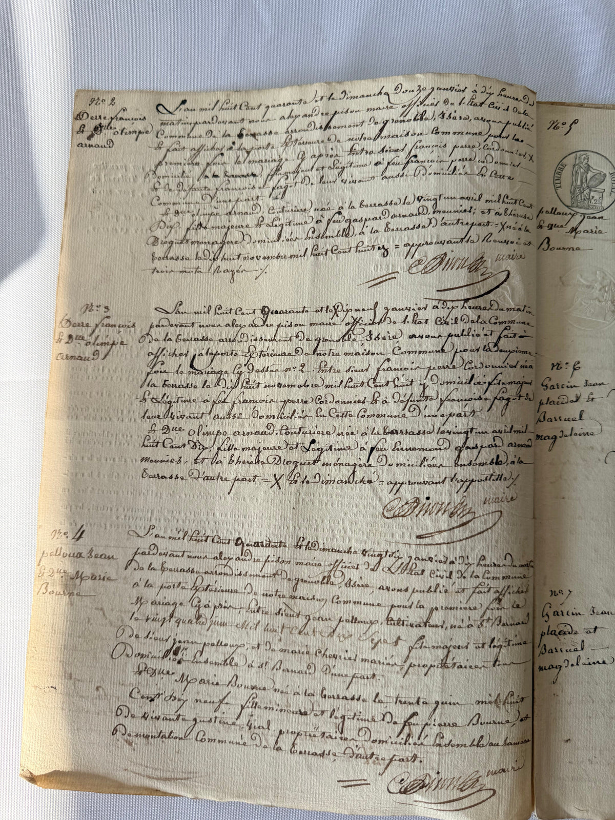 French Publication of Marriage, 1840, Grenoble DSM Vintage