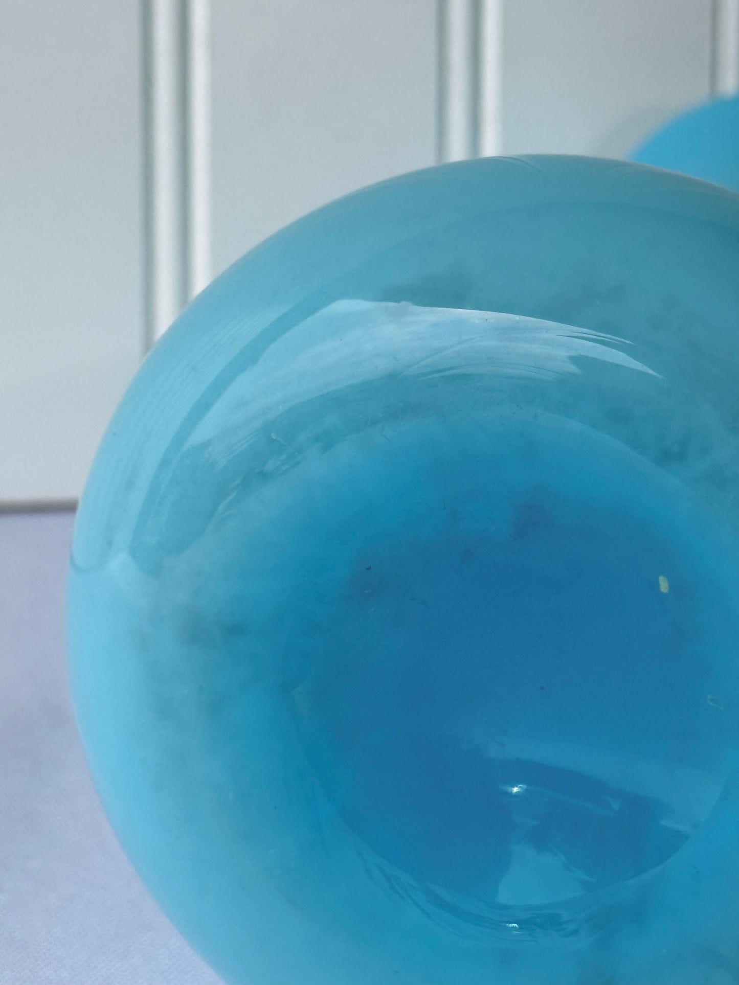 Vintage Murano Style Blue Opaline Vase, 9”