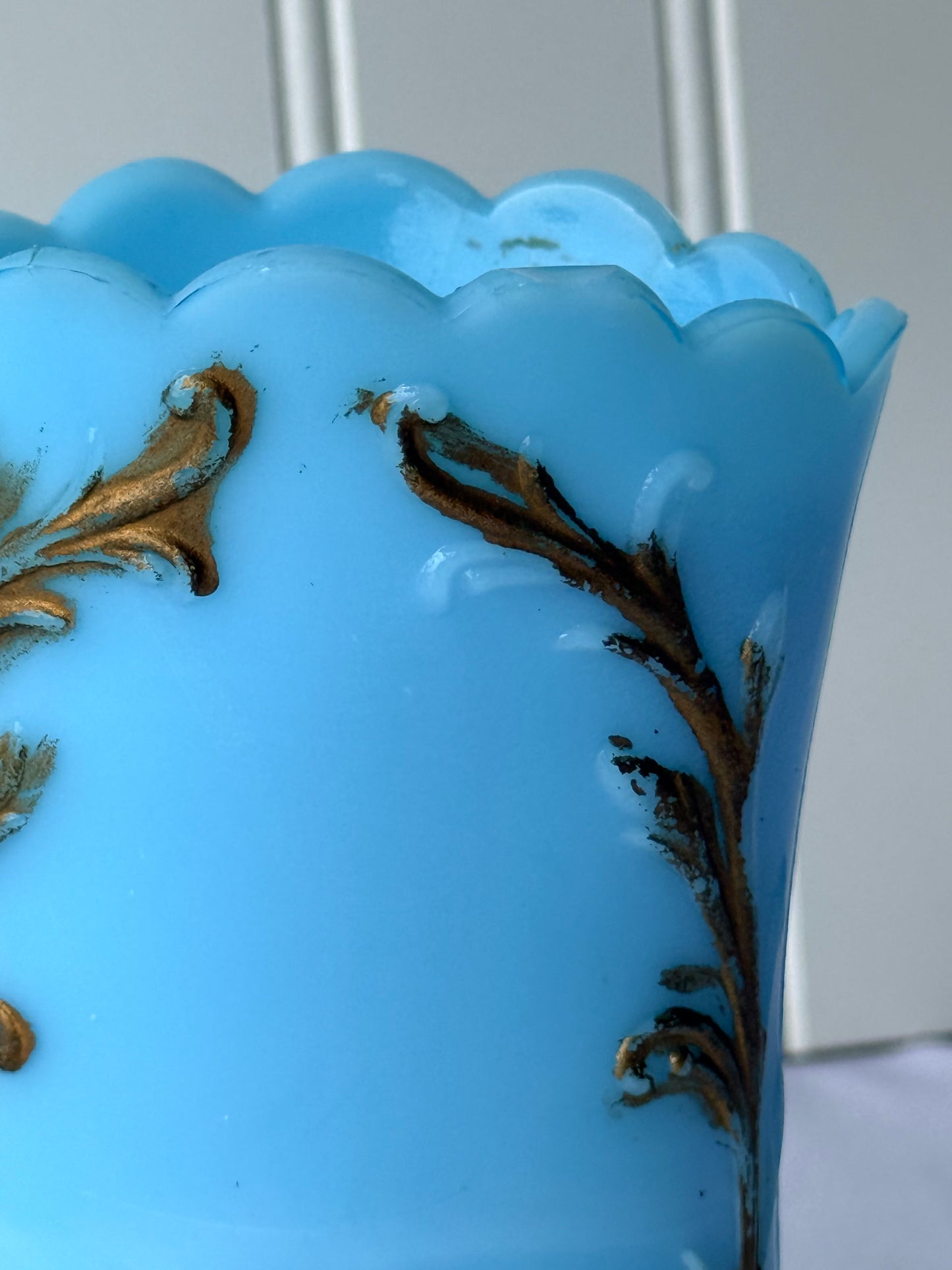 Vintage Blue Opaline Style Vanity Holder, 5”