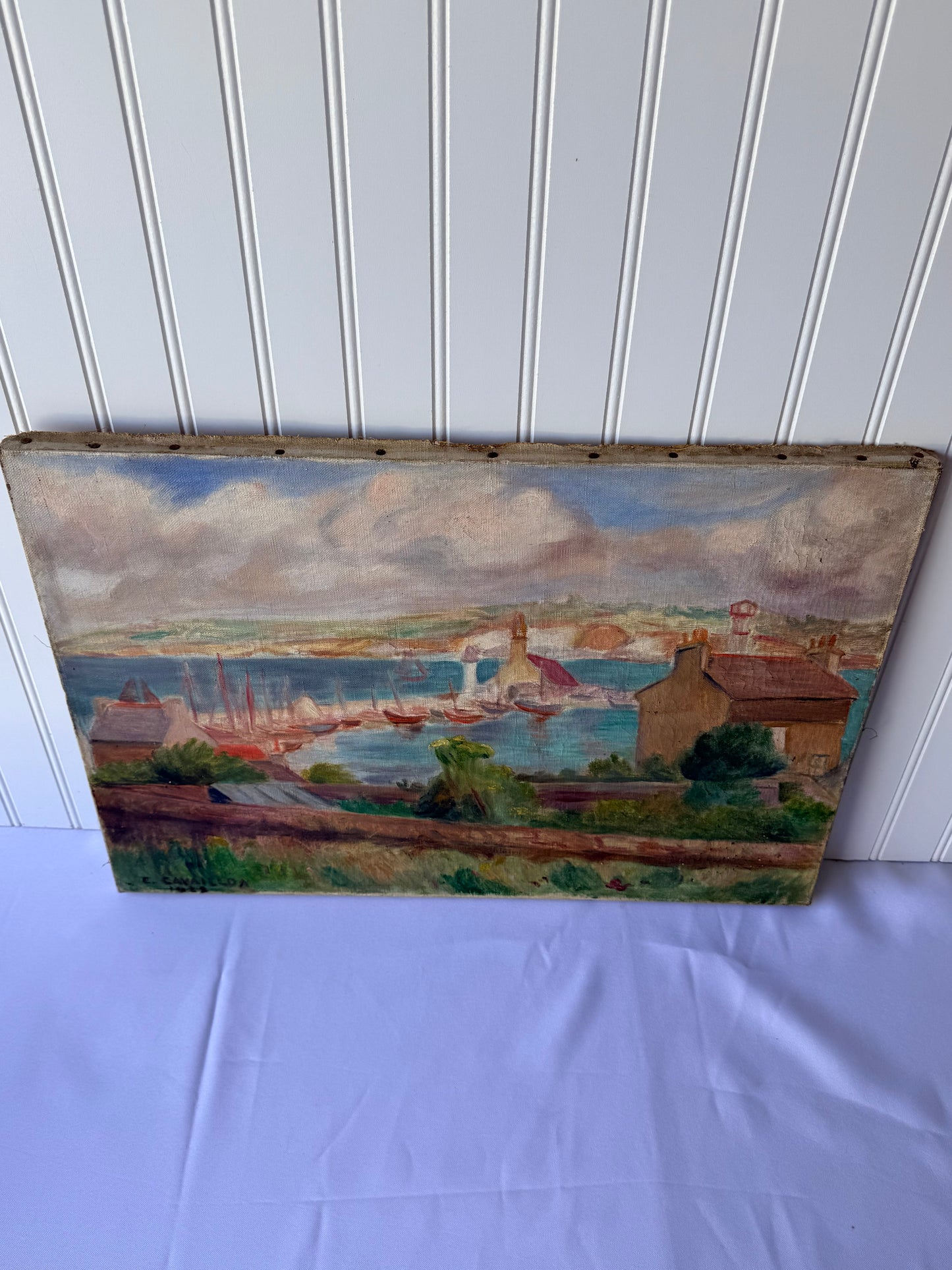 European Seascape Oil Painting, 21”, Cavaillon