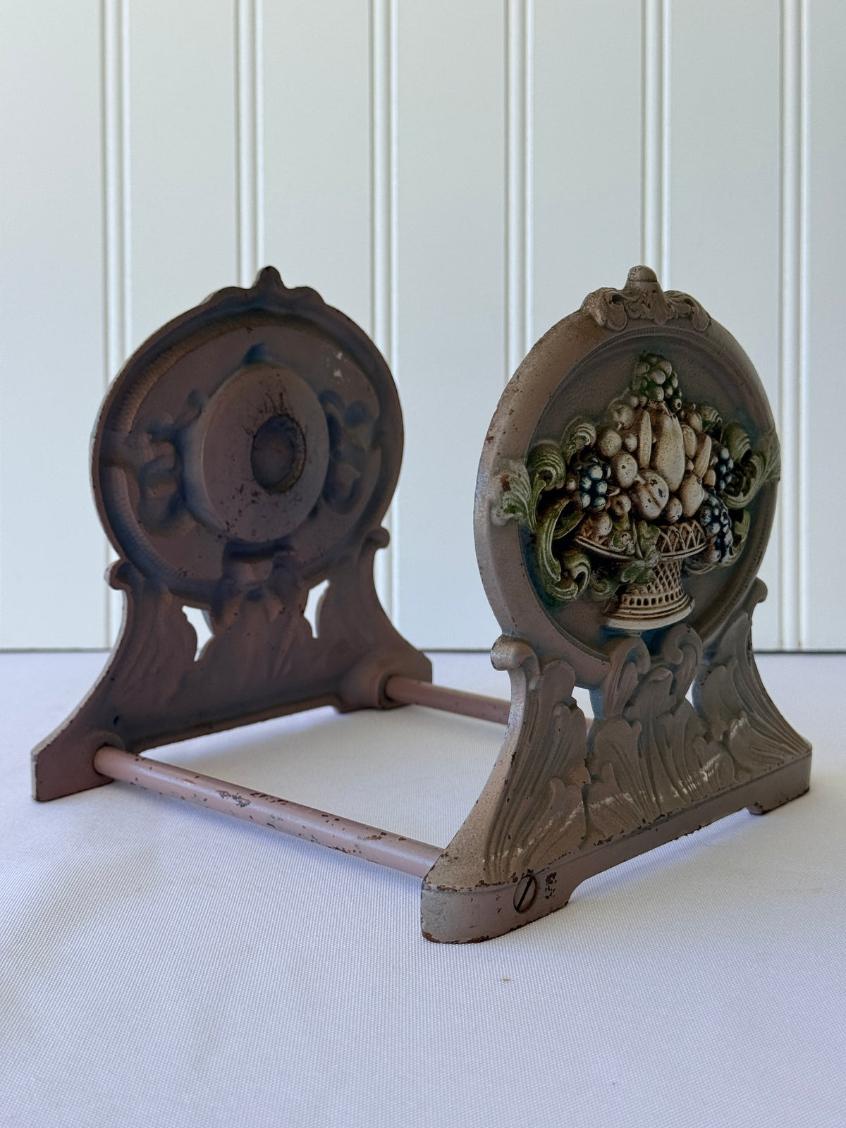 Judd Style Floral Basket Cast Iron Decorative Bookends