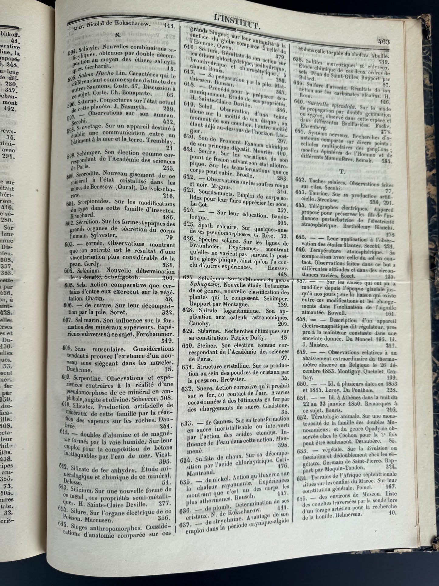 Universal Journal of the Sciences and Learned Societies, French Journals, 1854