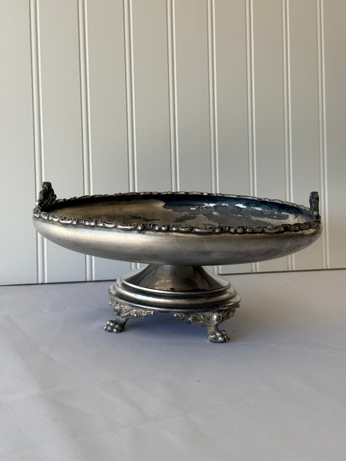 Silver Plate Antique Paw Foot Baroque Revival Centerpiece Compote