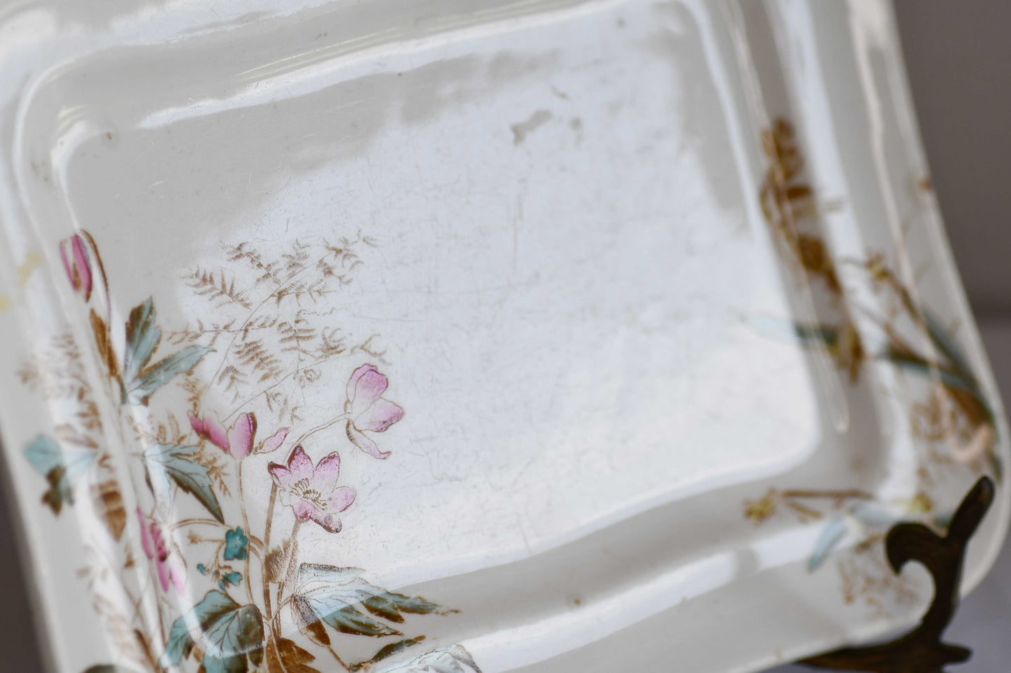 Floral White Vintage Serving Plate, 9"
