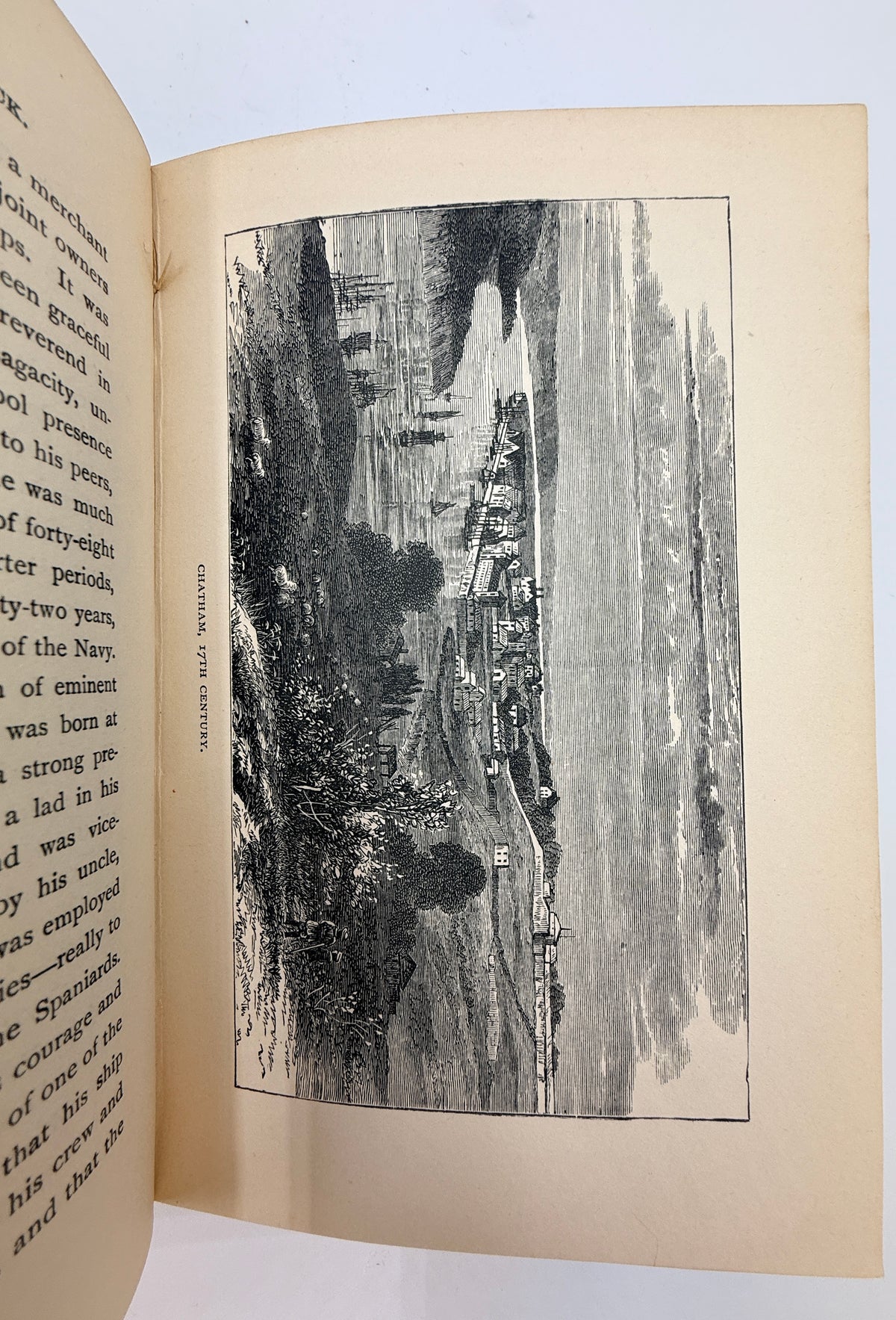 Half Hours On the Quarter Deck, Antique English White Vellum Book