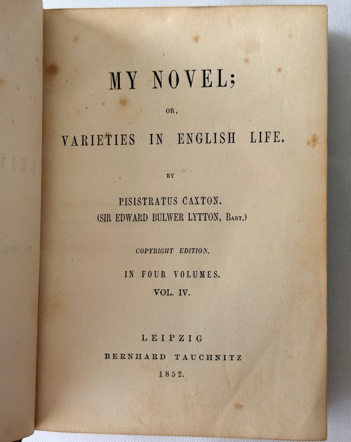 My Novel by Sir Edward Bulwer Lytton, 1851