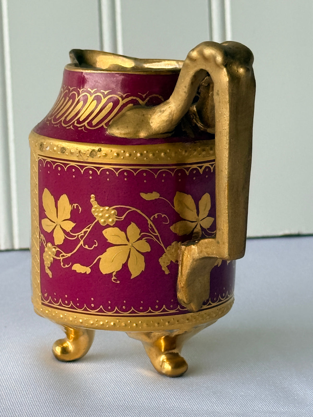 Antique Royal Vienna Style Hand Painted Footed Creamer or Ewer