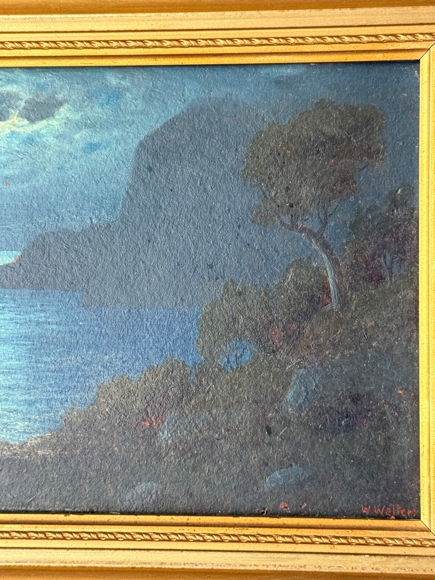 Framed Seascape Oil Painting, 15”
