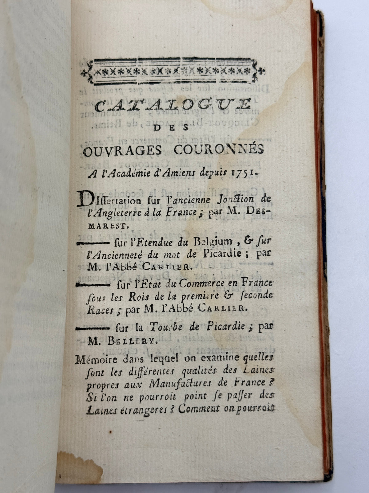 Memoire & Others, Antique French Book, 1762