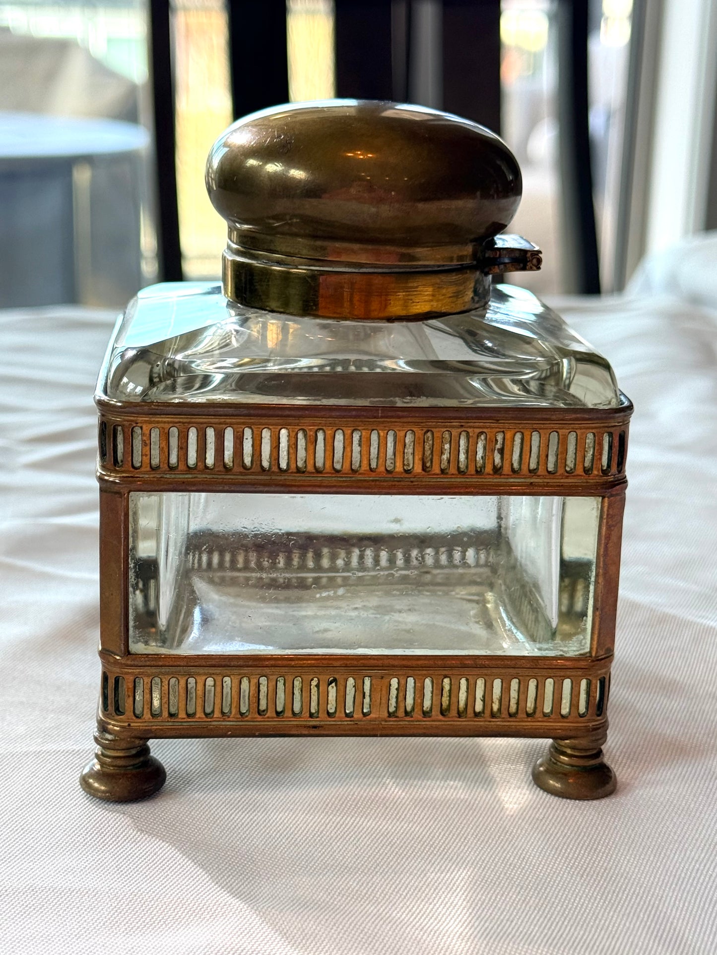 Large French Crystal Inkwell