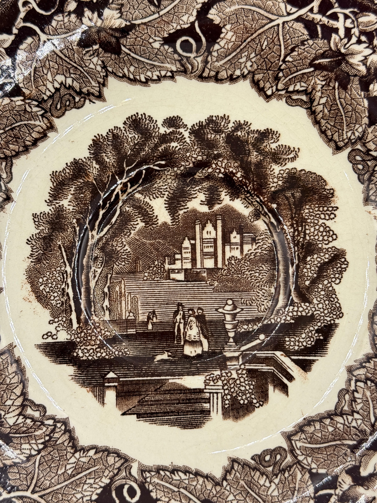 Vista English Brown Transferware Plate, Mason