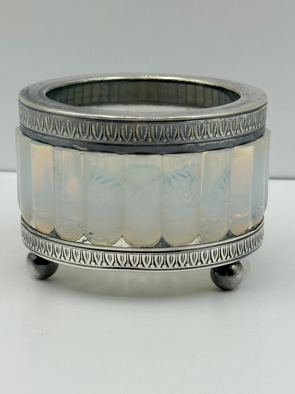 Silver Plated Opaline Salt Cellar