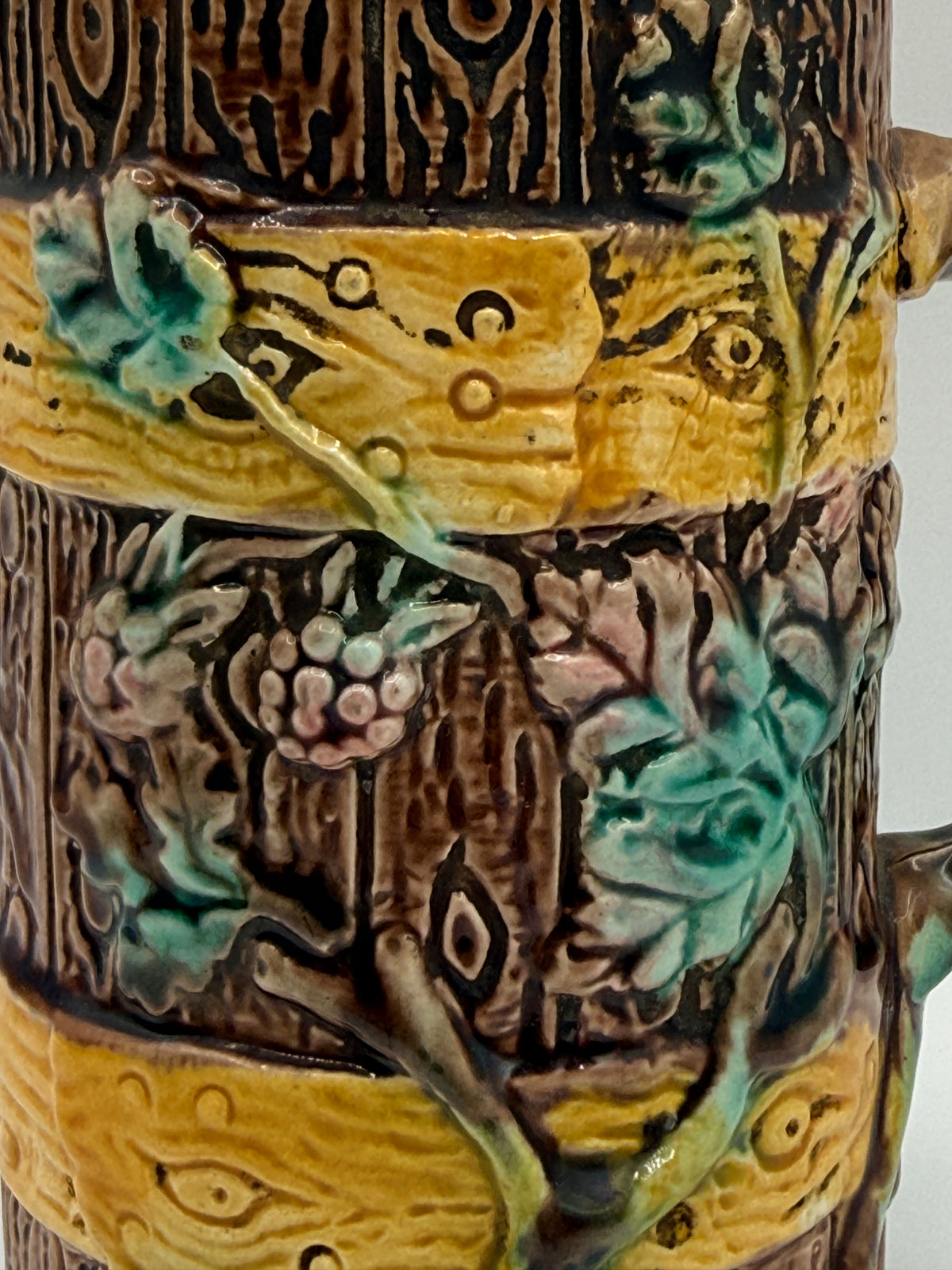 Antique Majolica Small Floral Pitcher