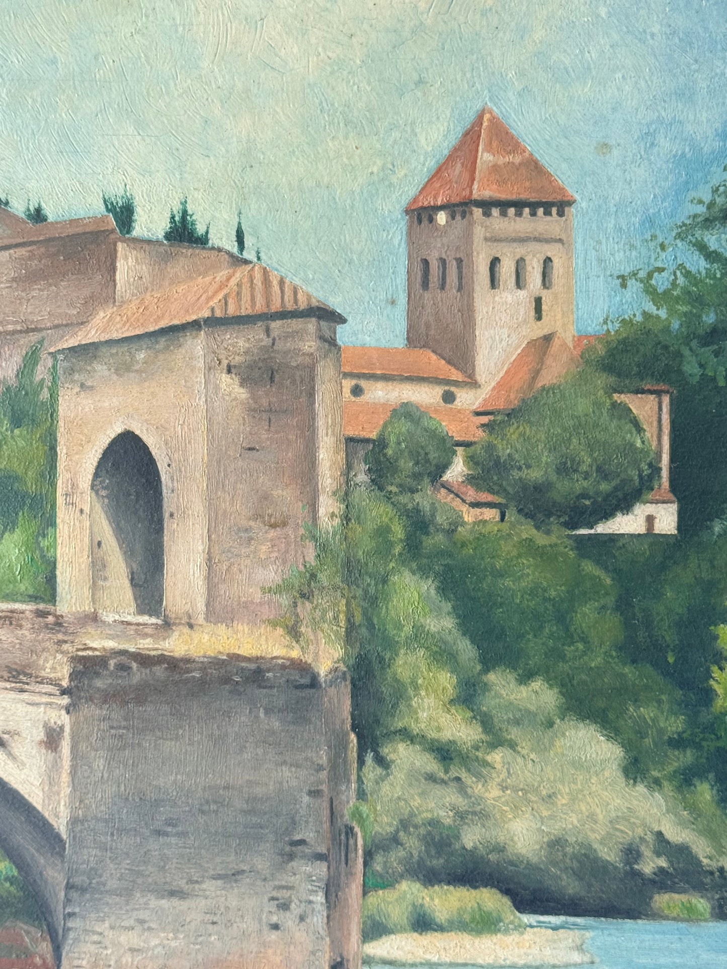 Sauveterre-de-Bearn & Pont de la Légende French Oil Painting, 16”