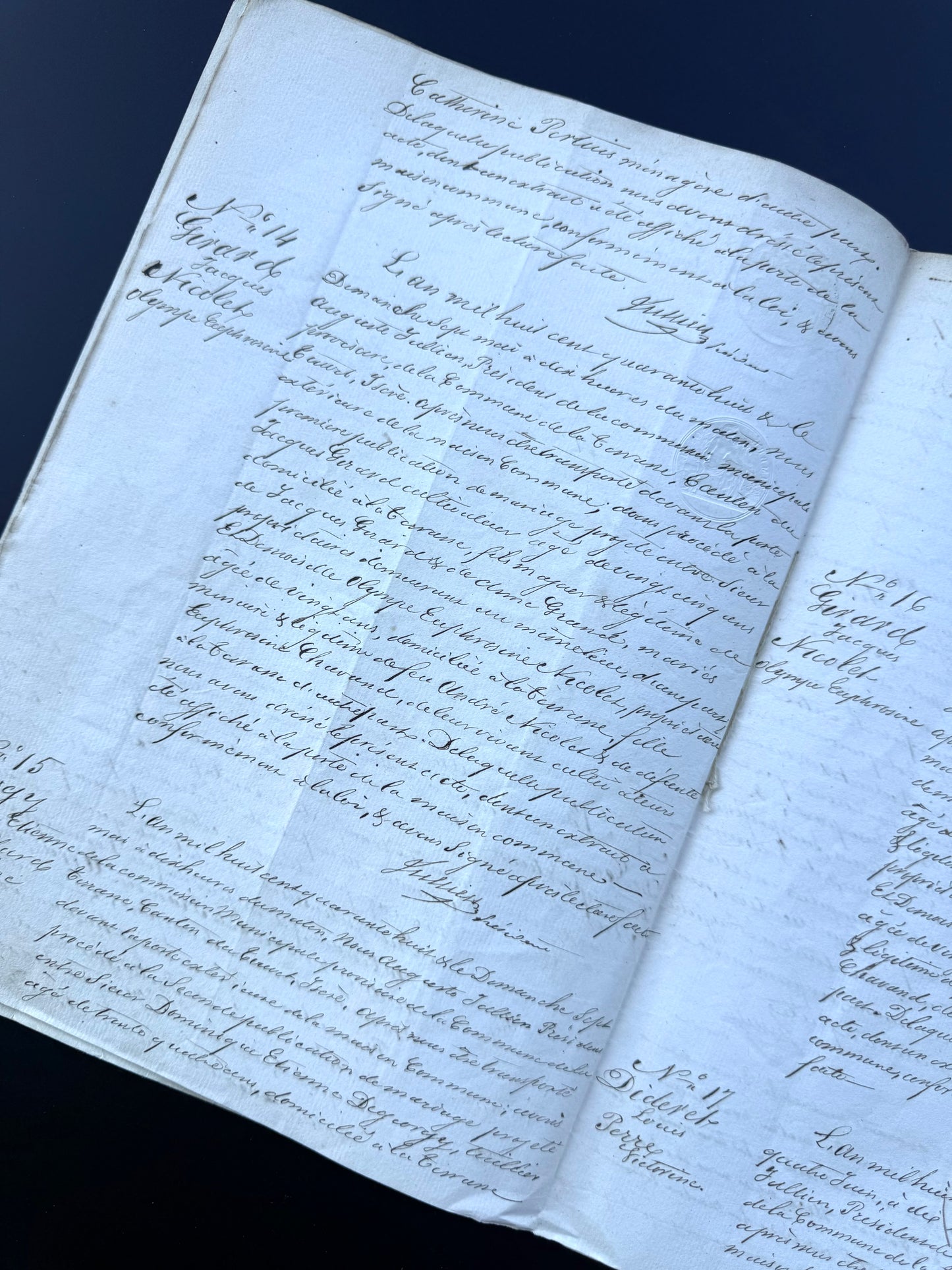 French Handwritten Marriage Registration Document, 1848