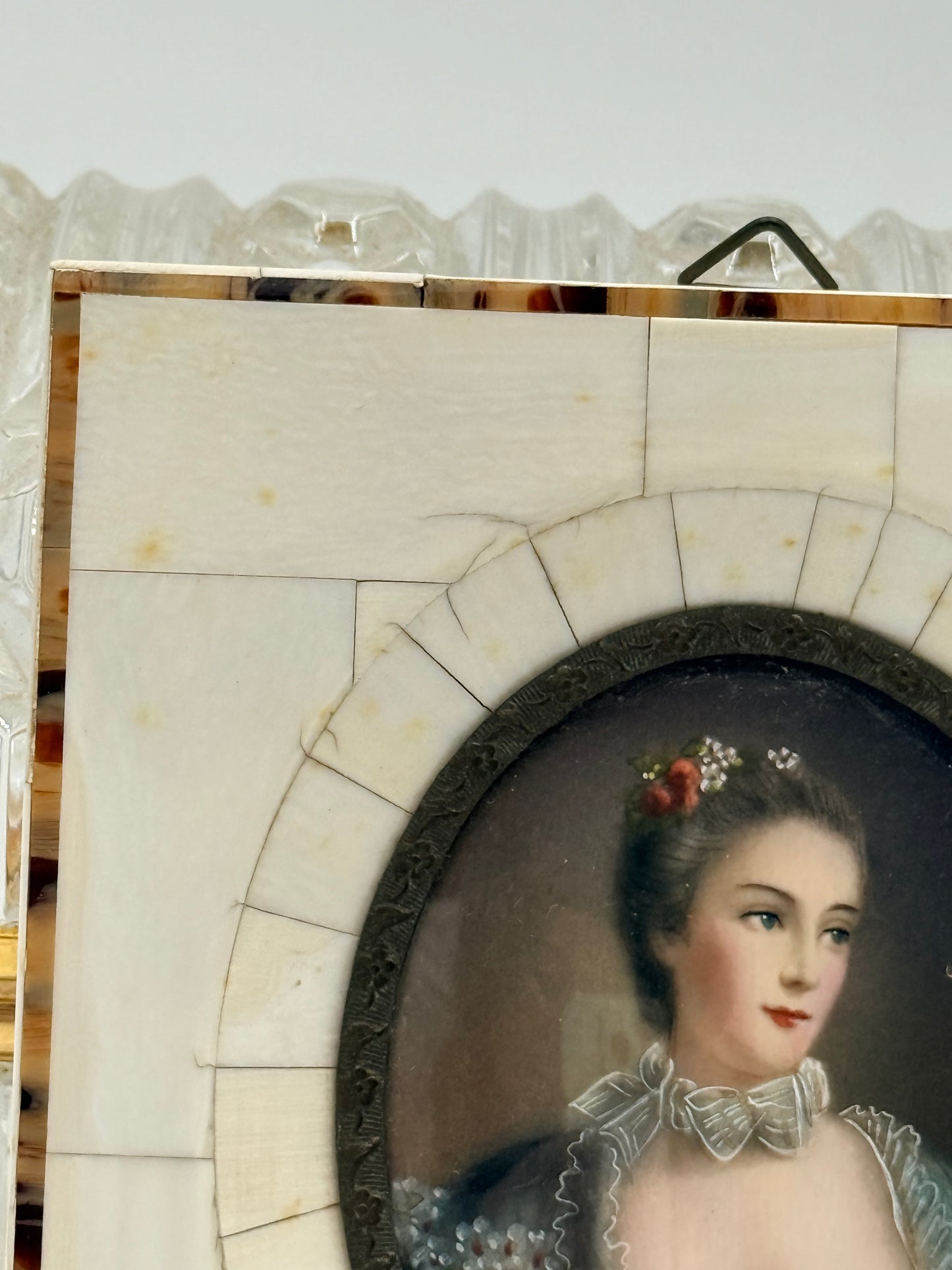 Madame Pompadour Hand Painted Miniature Portrait, 5”