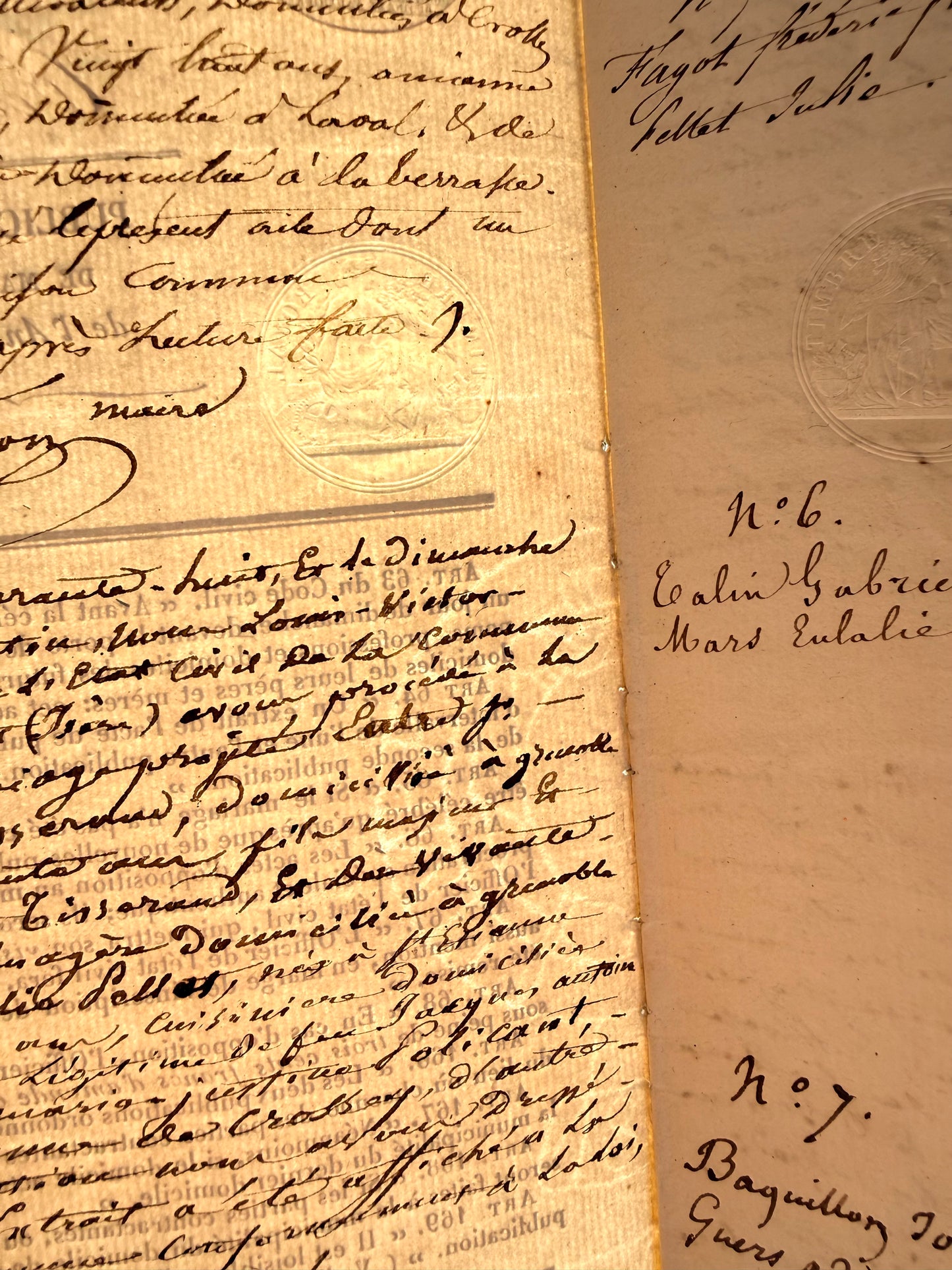 French Handwritten Marriage Registration Document, 1848
