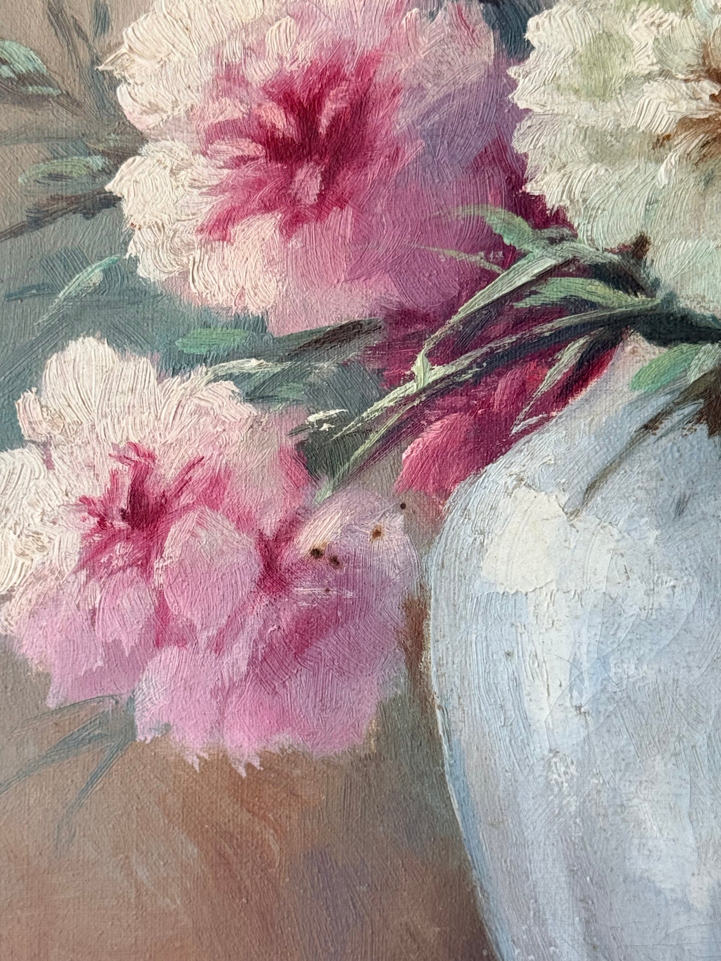 Vintage French Floral Still Life Oil Painting, 16”