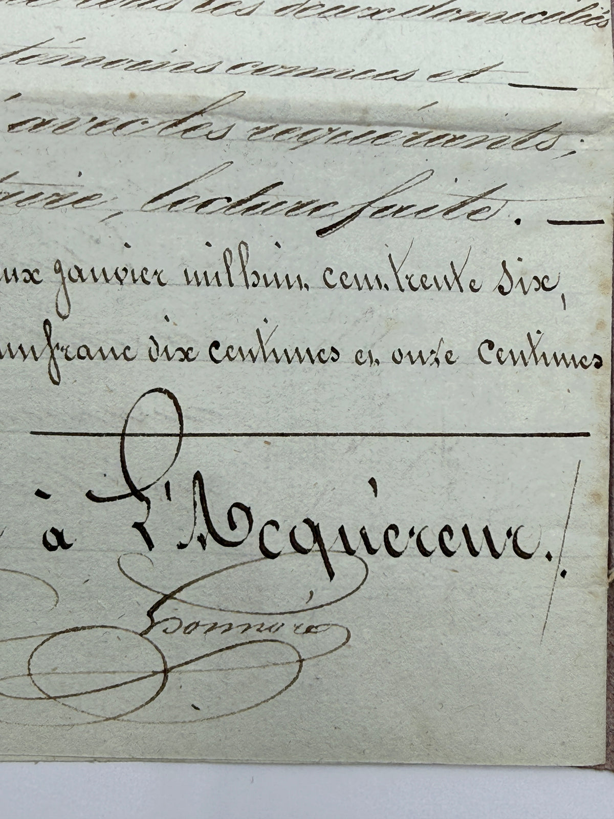 French Handwritten Antique Document with Purple Paper Cover