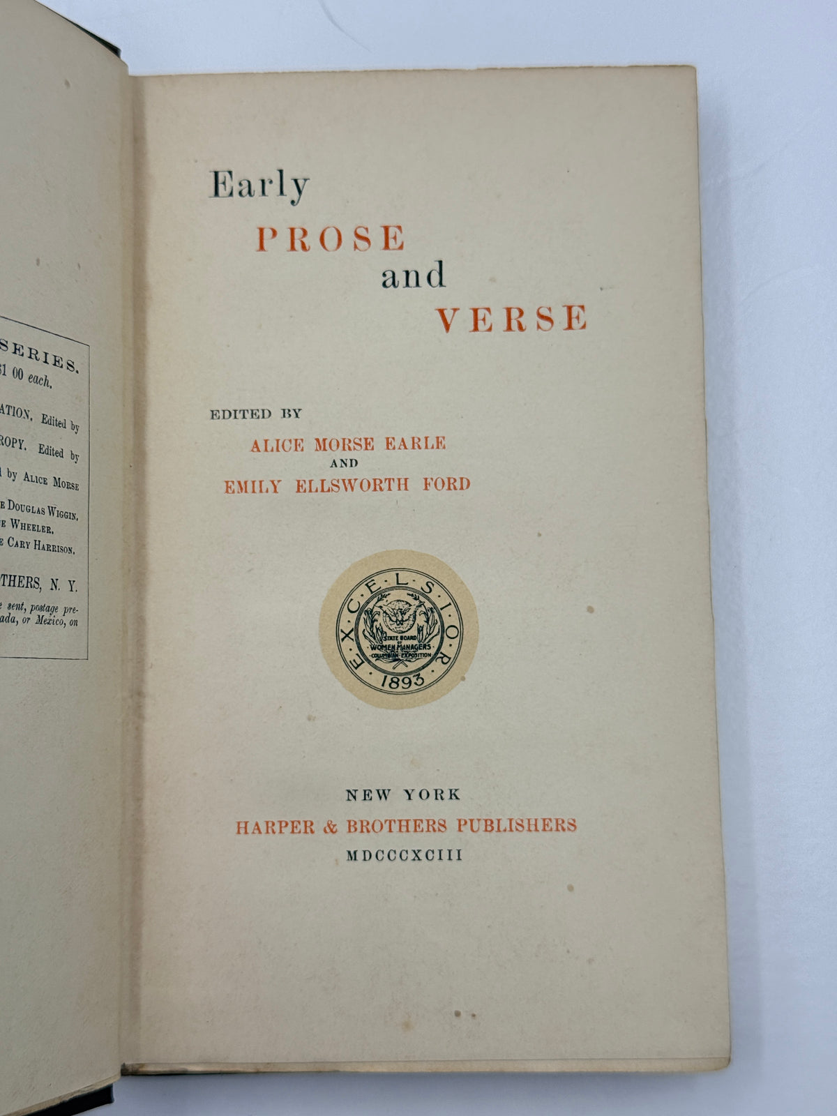 Early Prose & Verse, 1893