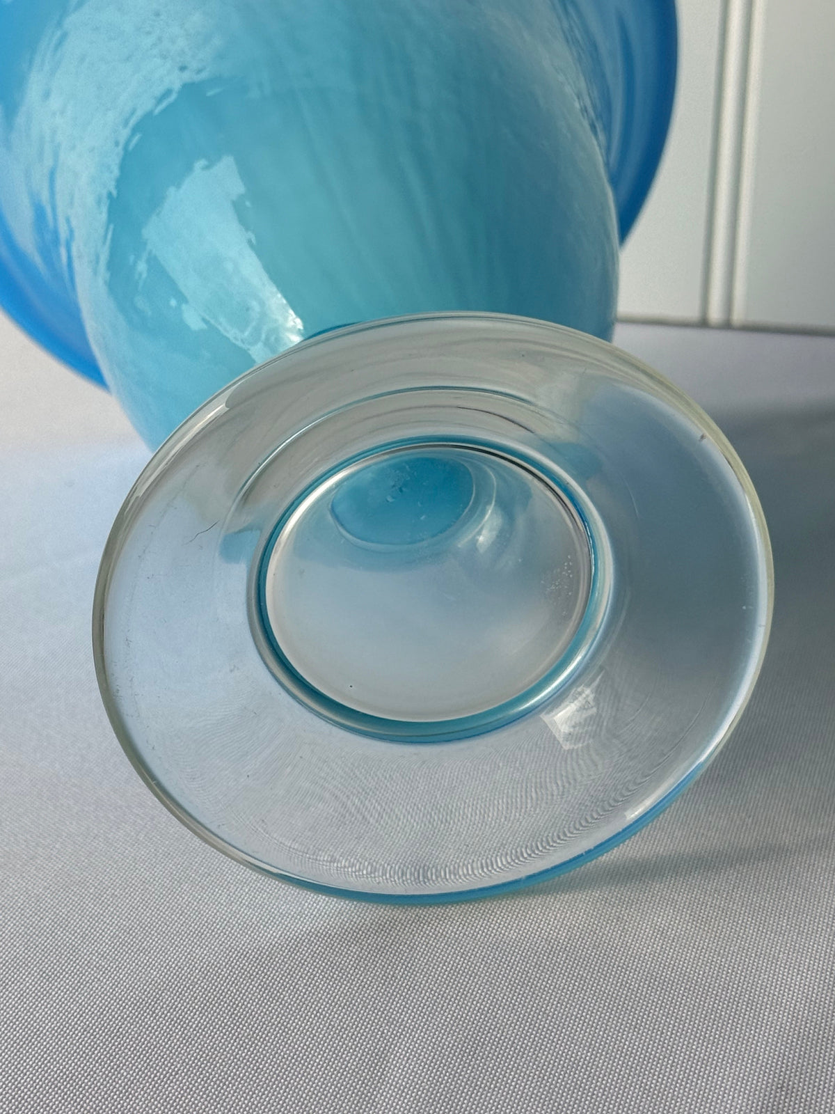 Blue Italian Style Mid-Century Modern Glass Vase, 9” DSM Vintage