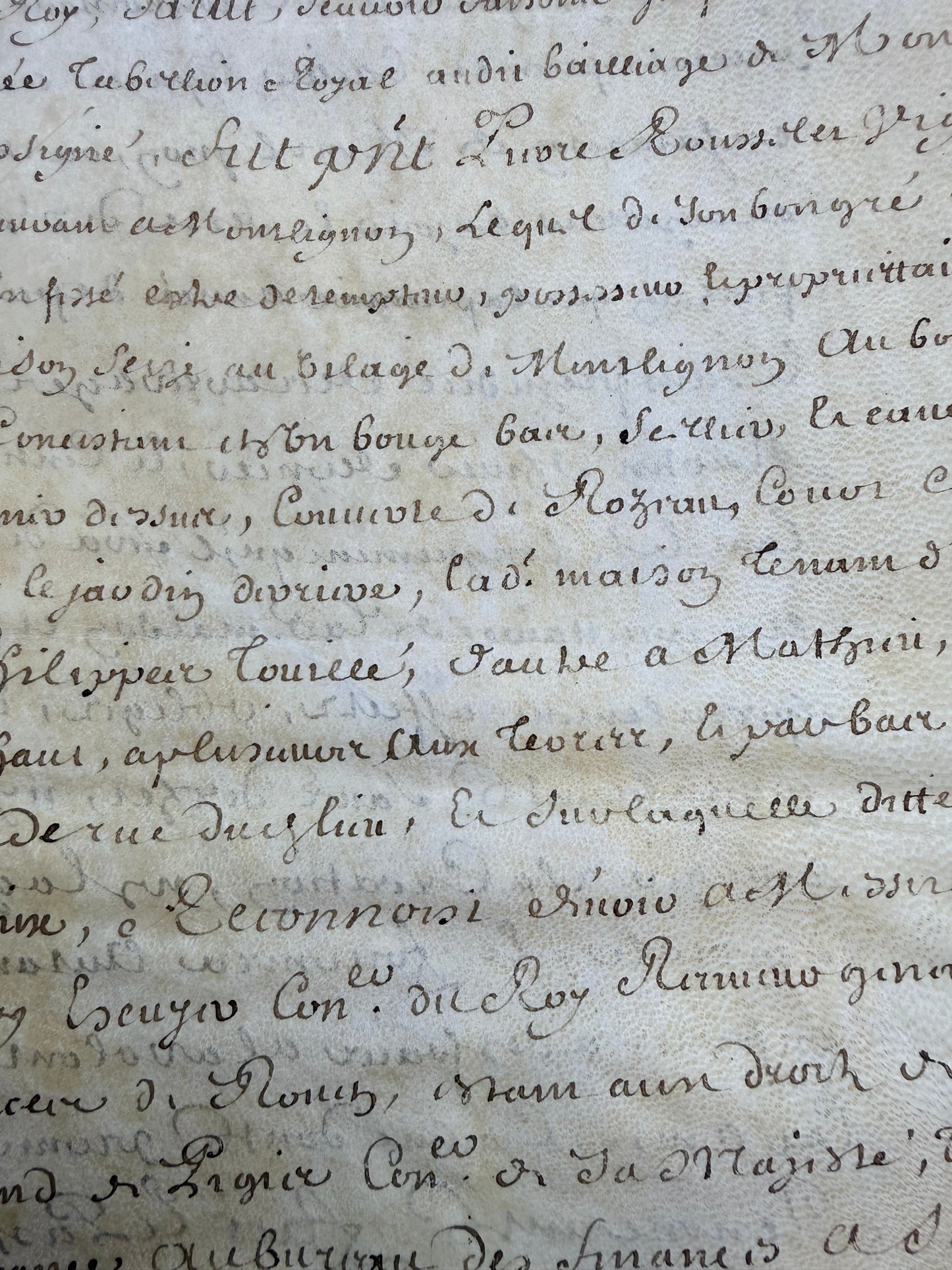 Handwritten French Contract Document on Vellum Paper, 1681