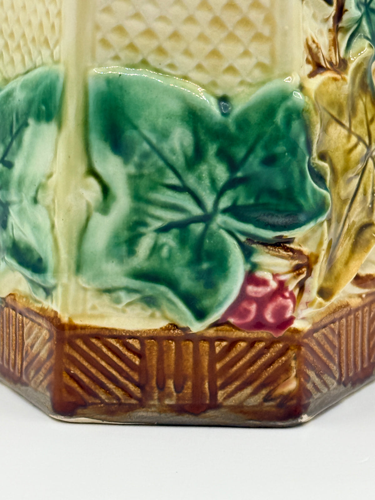 French Onnaing Majolica Leaf Pitcher