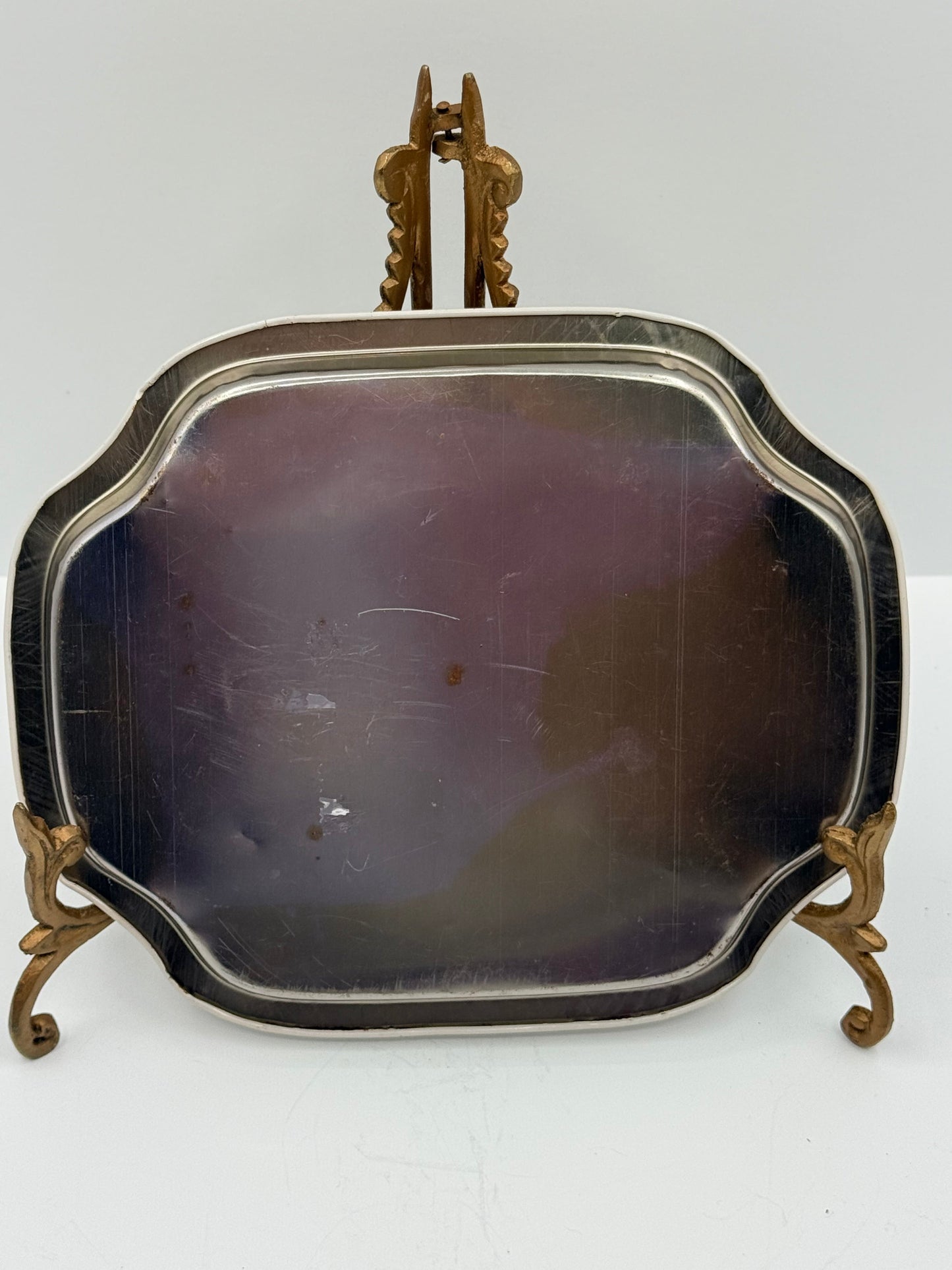 Vintage Pink Floral Tin Tray, 7” DSM Vintage