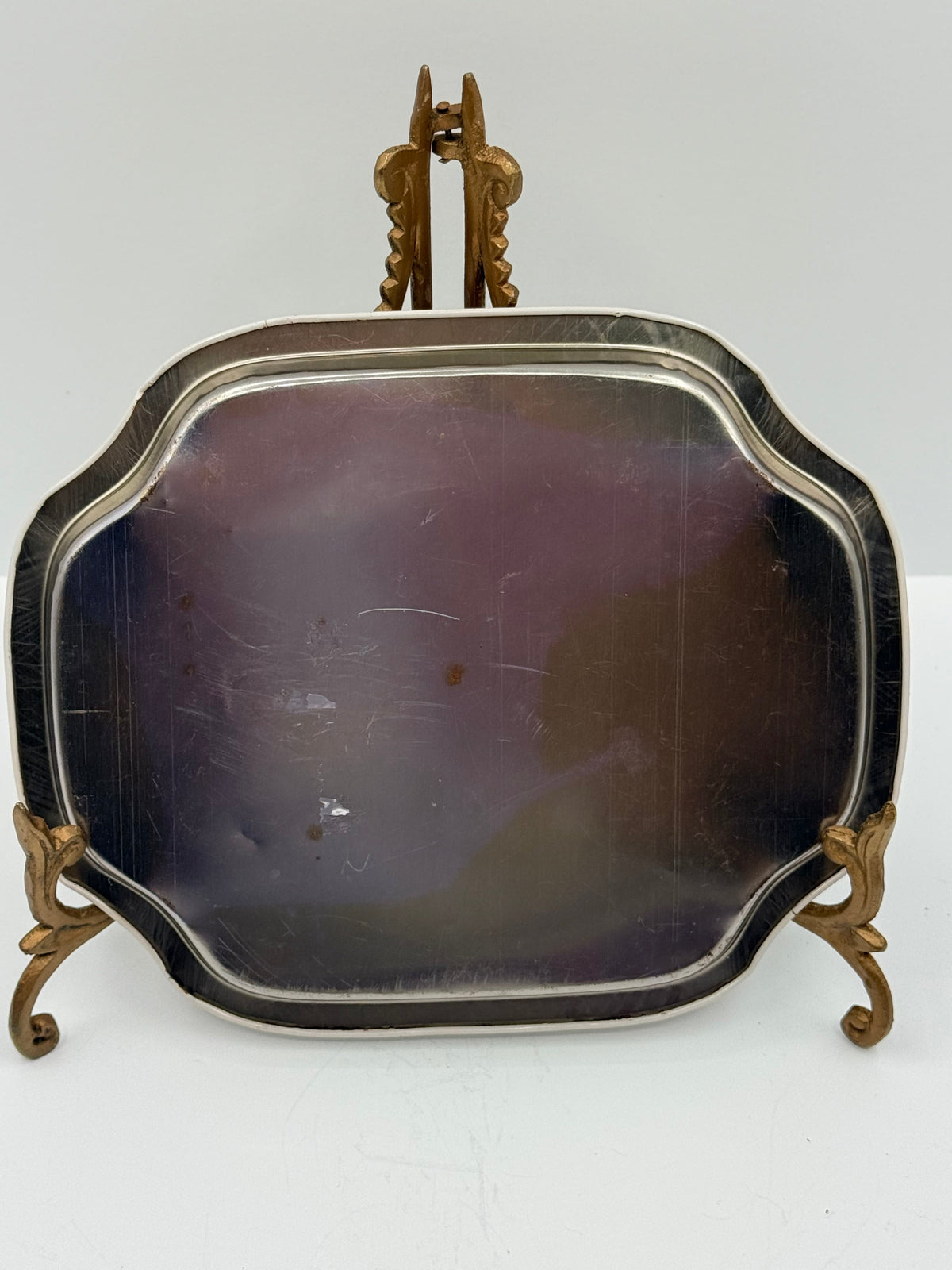 Vintage Pink Floral Tin Tray, 7” DSM Vintage