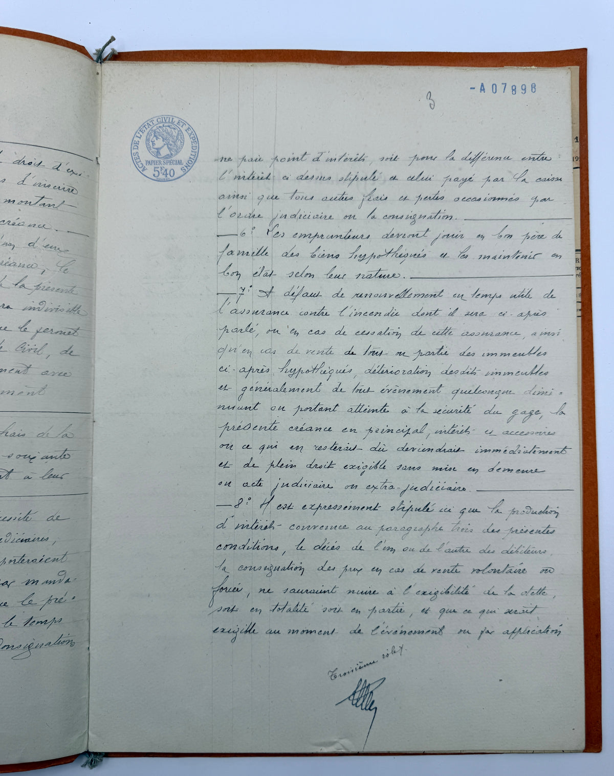 French Vintage Handwritten Bond Document, 1931