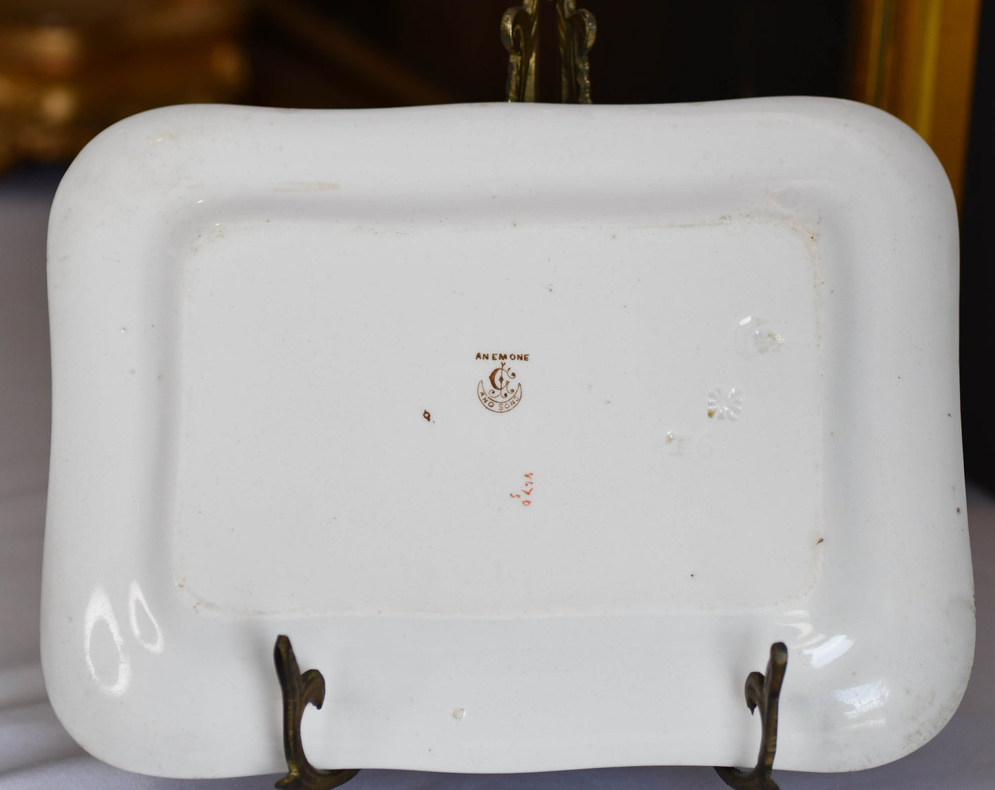 White ceramic tray with a blurred background