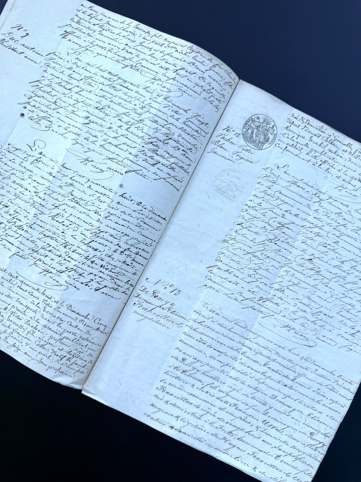 French Handwritten Marriage Registration Document, 1848