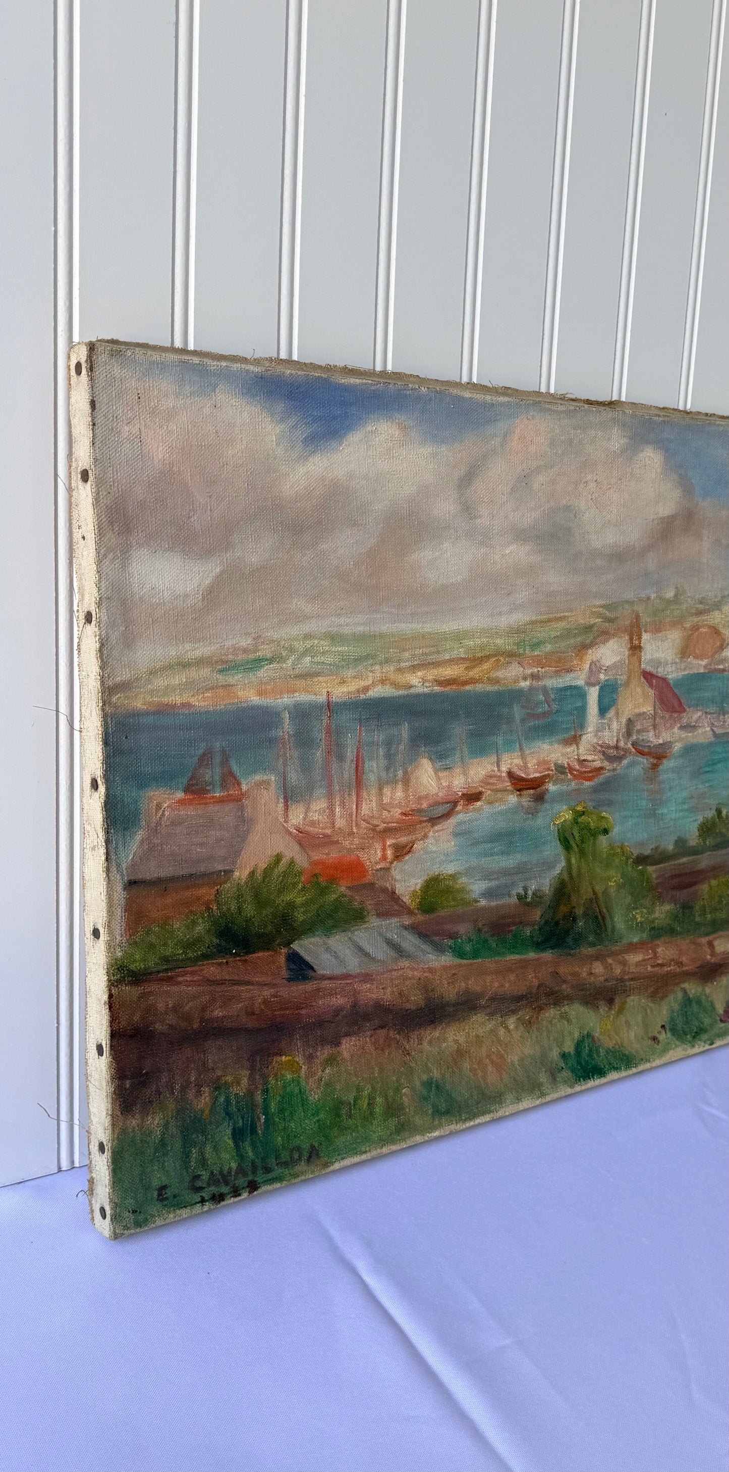 European Seascape Oil Painting, 21”, Cavaillon