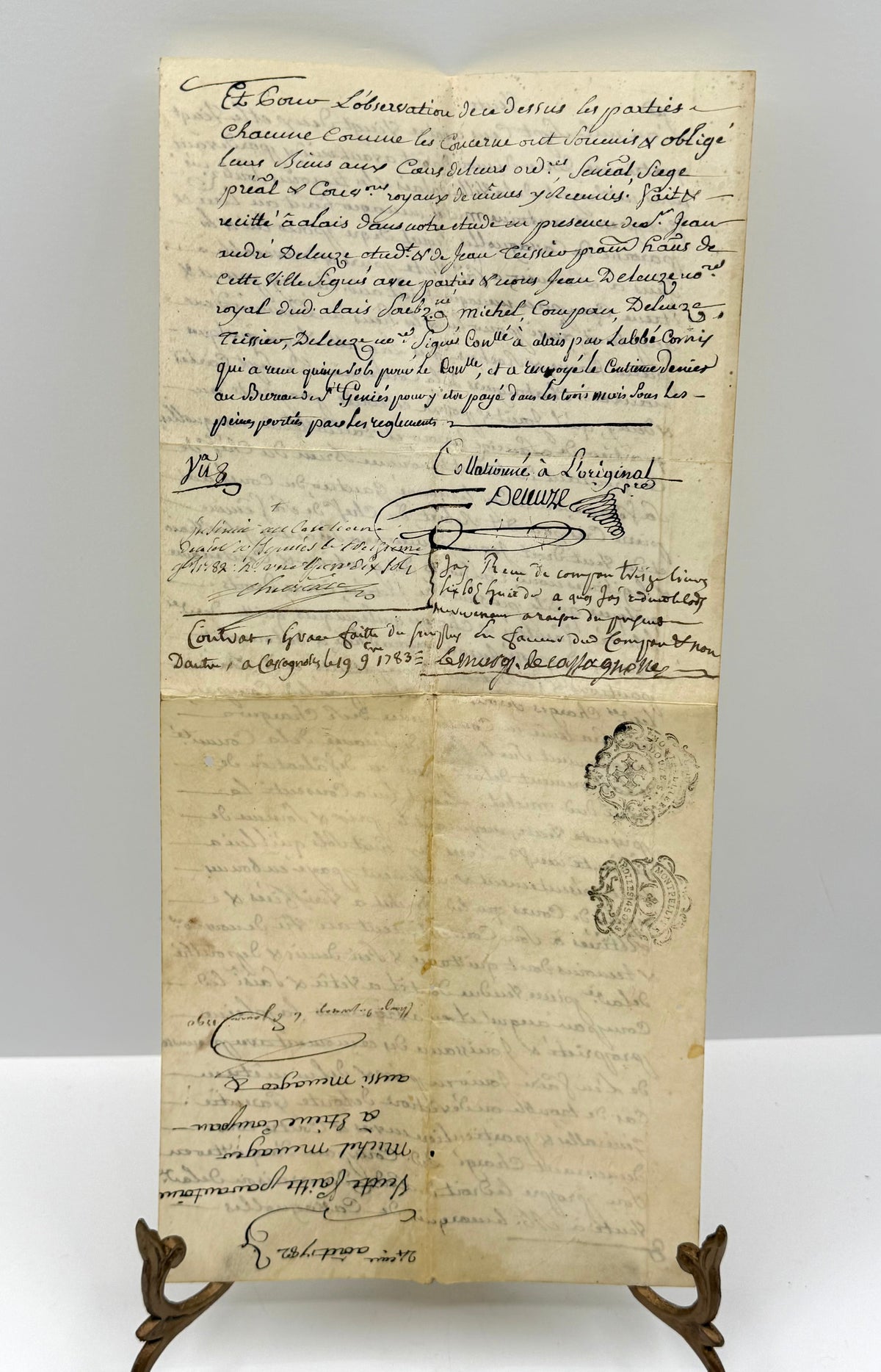 French Handwritten Document on Vellum Paper, 1790 DSM Vintage