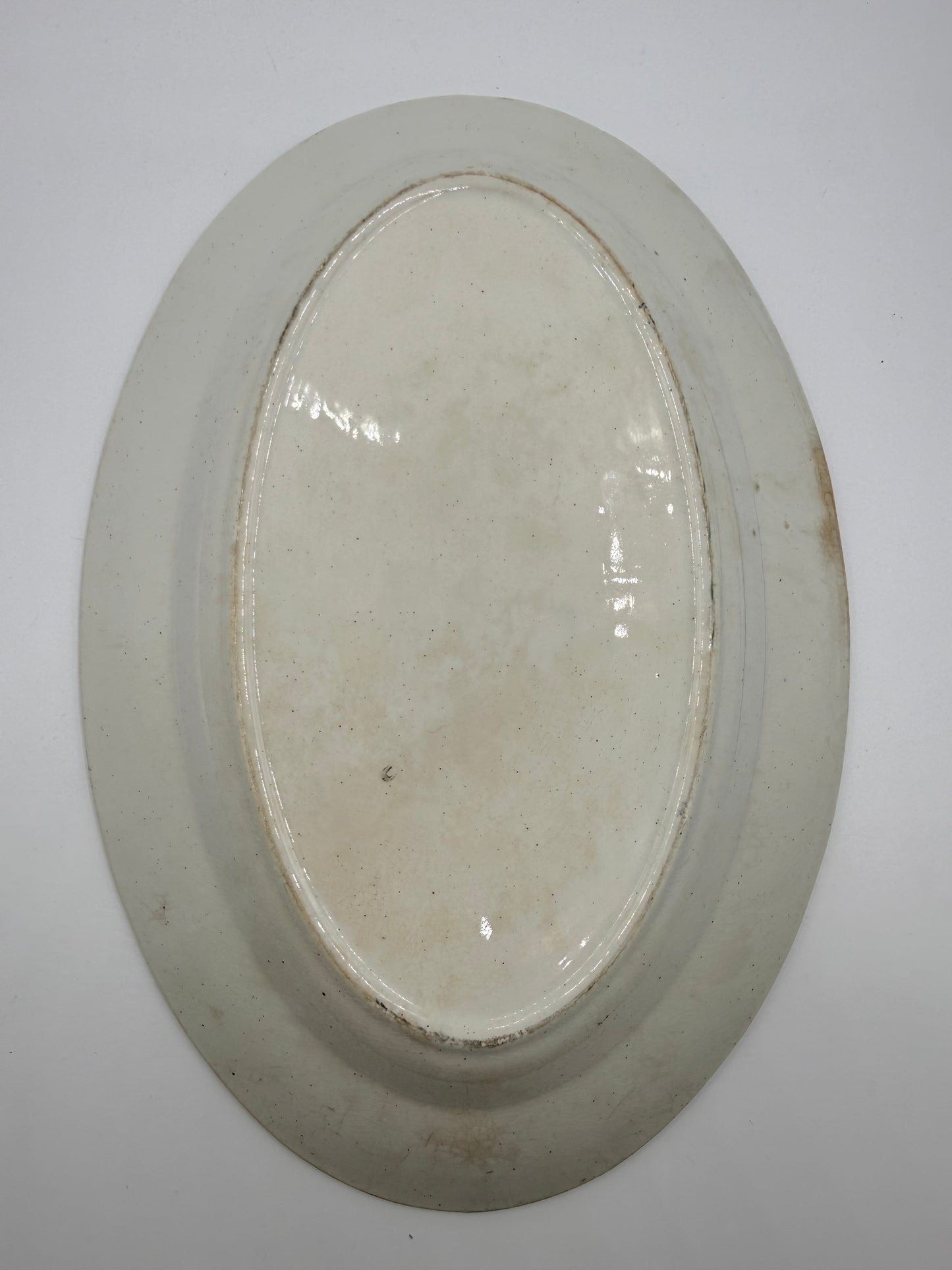 French Ironstone Green Transferware Platter DSM Vintage