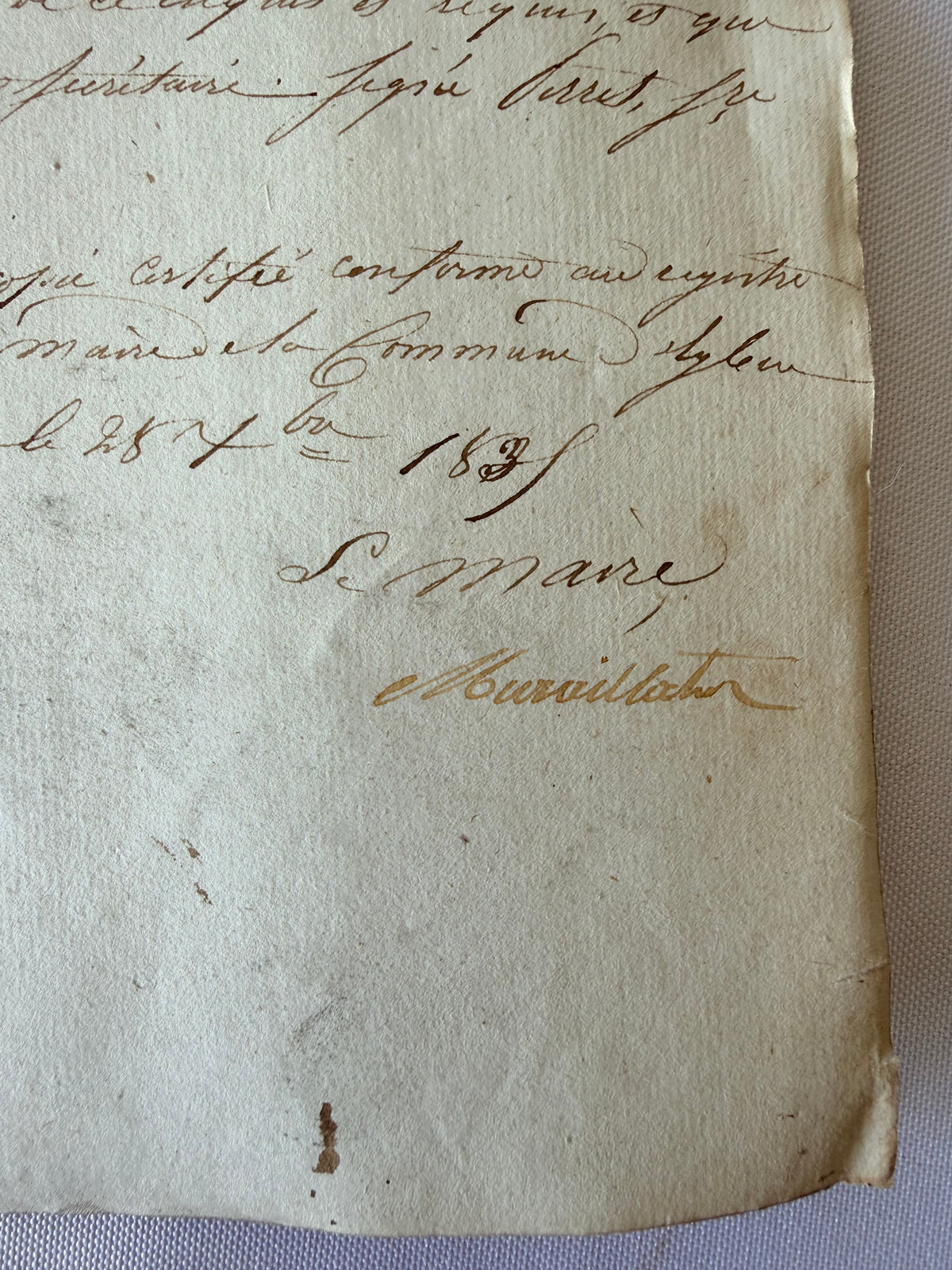 French Handwritten City Hall Document, 1838, Grenoble