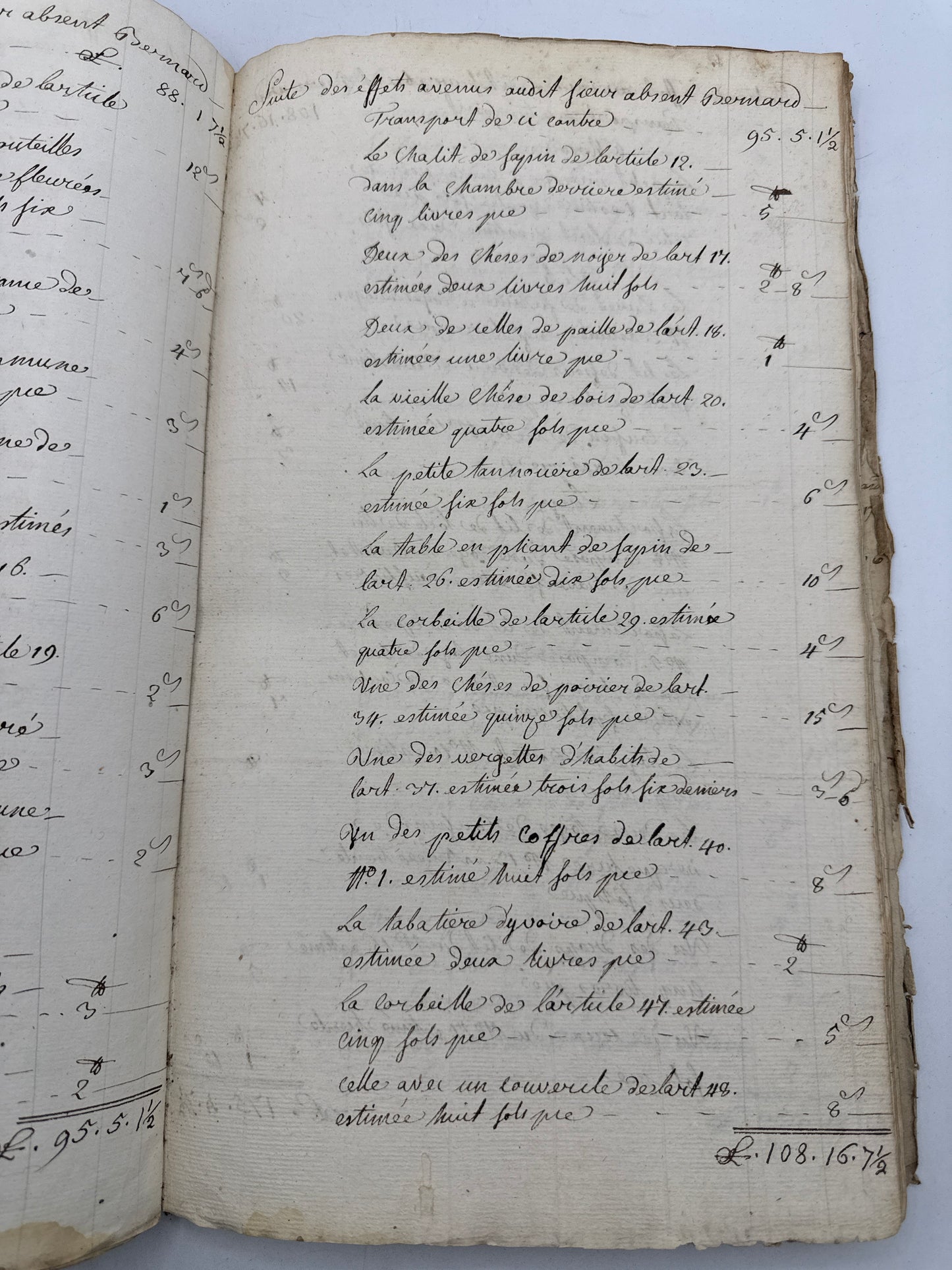 Antique French Ledger, 14" Handwritten French Paper, 1793