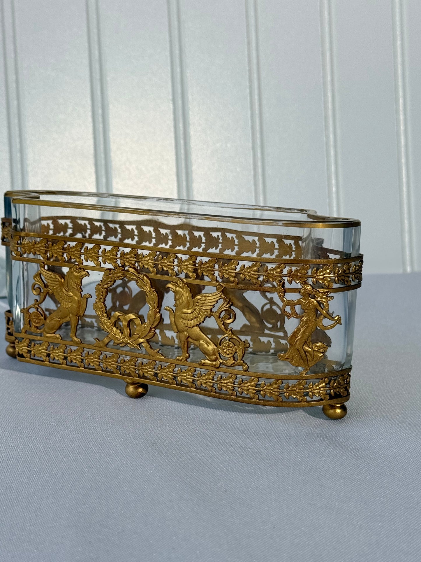 French Neoclassical Gilt Bronze and Crystal Jardiniere Container