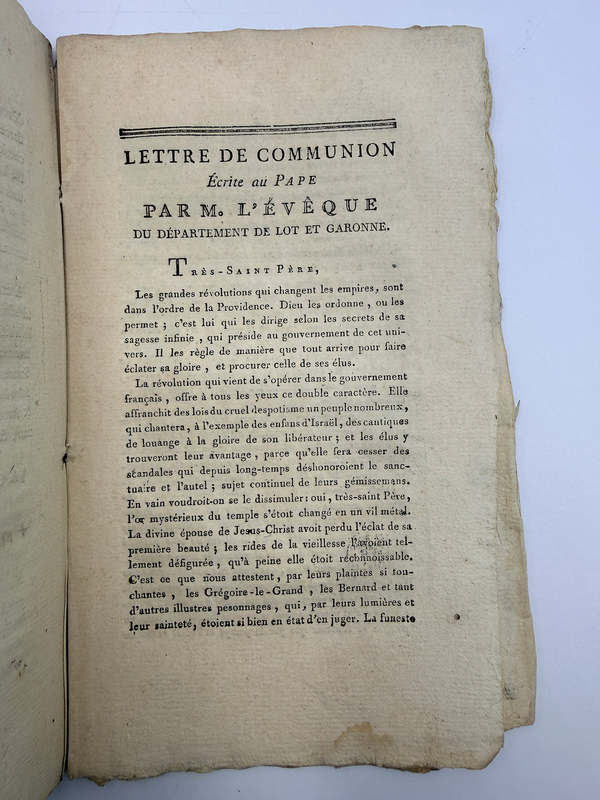 Pastoral Instruction, 1792, French Antique Soft Cover Book